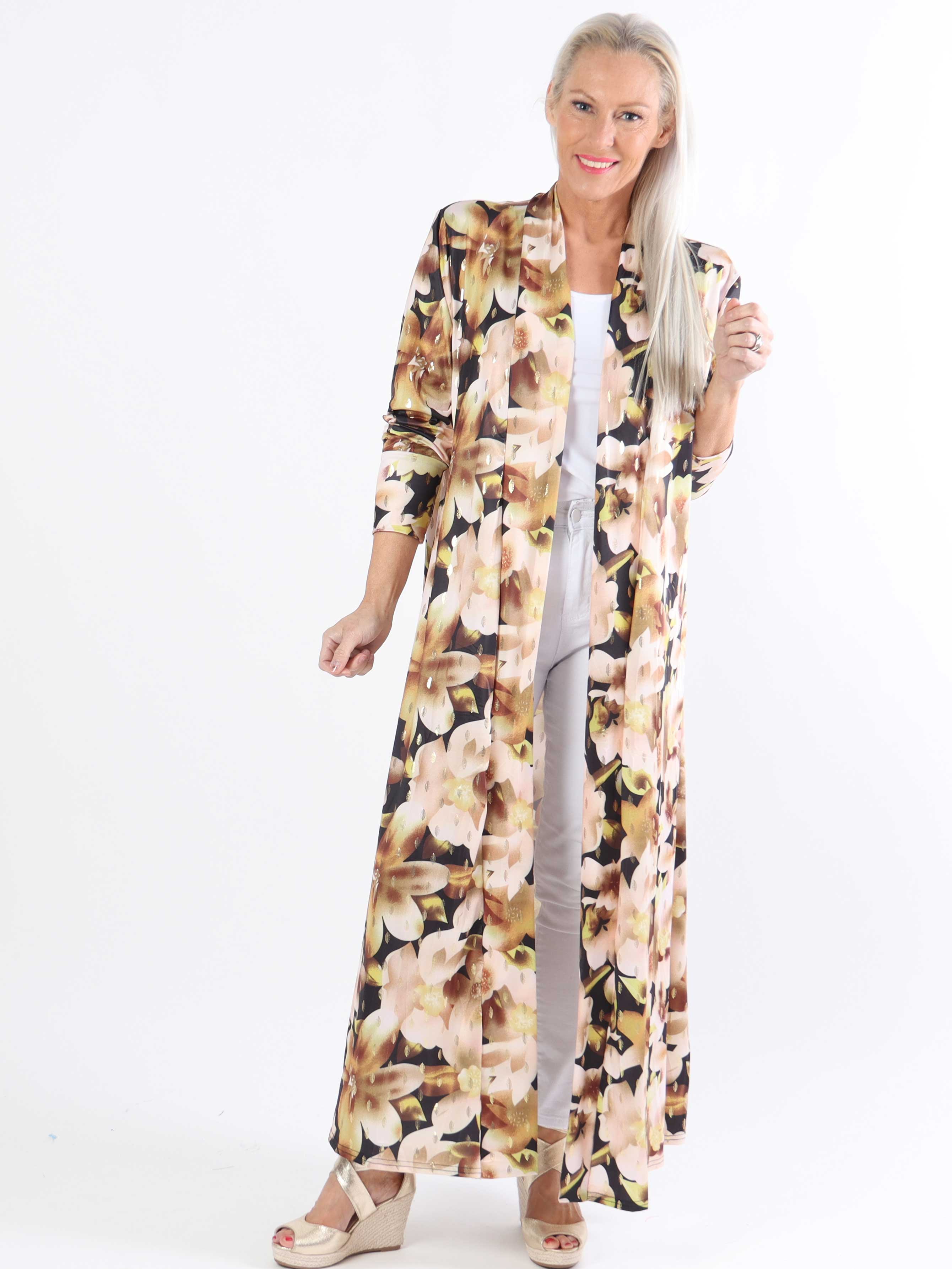 Mikkala Sweet Flower - Elastisk plus size cardigan med print