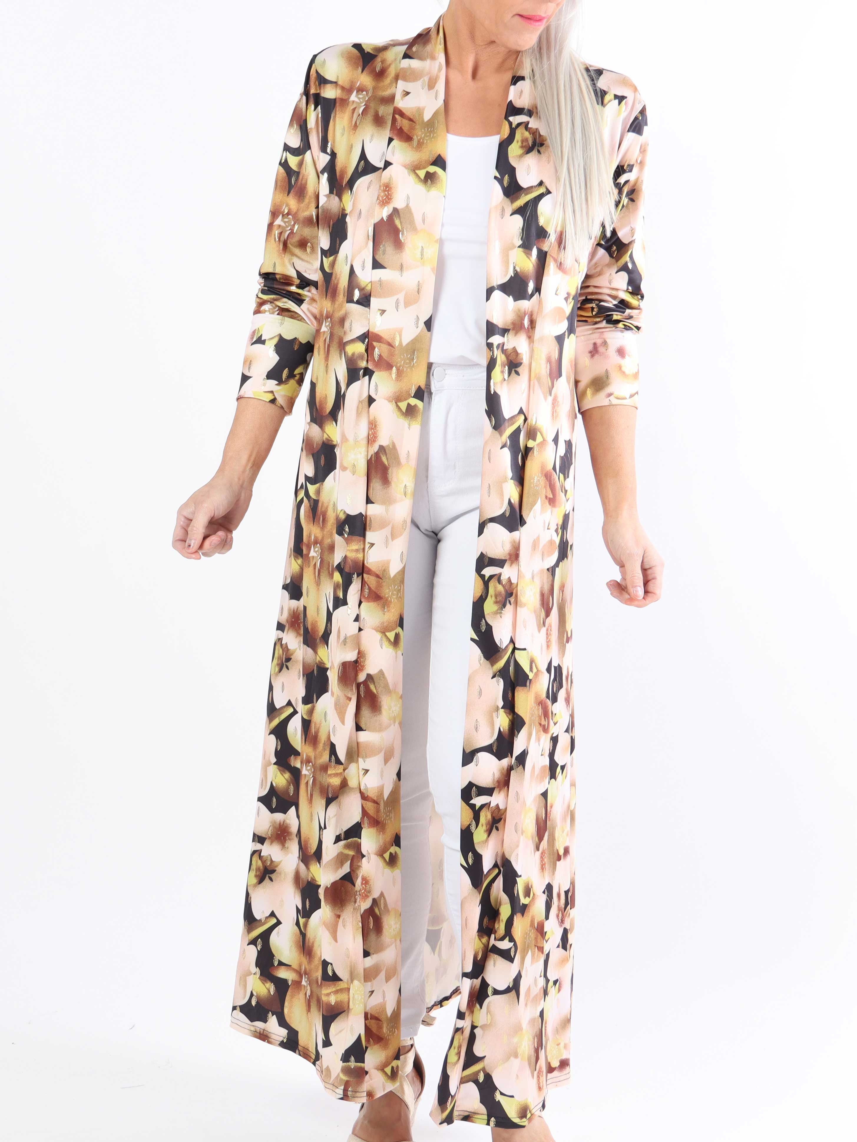 Mikkala Sweet Flower - Elastisk plus size cardigan med print
