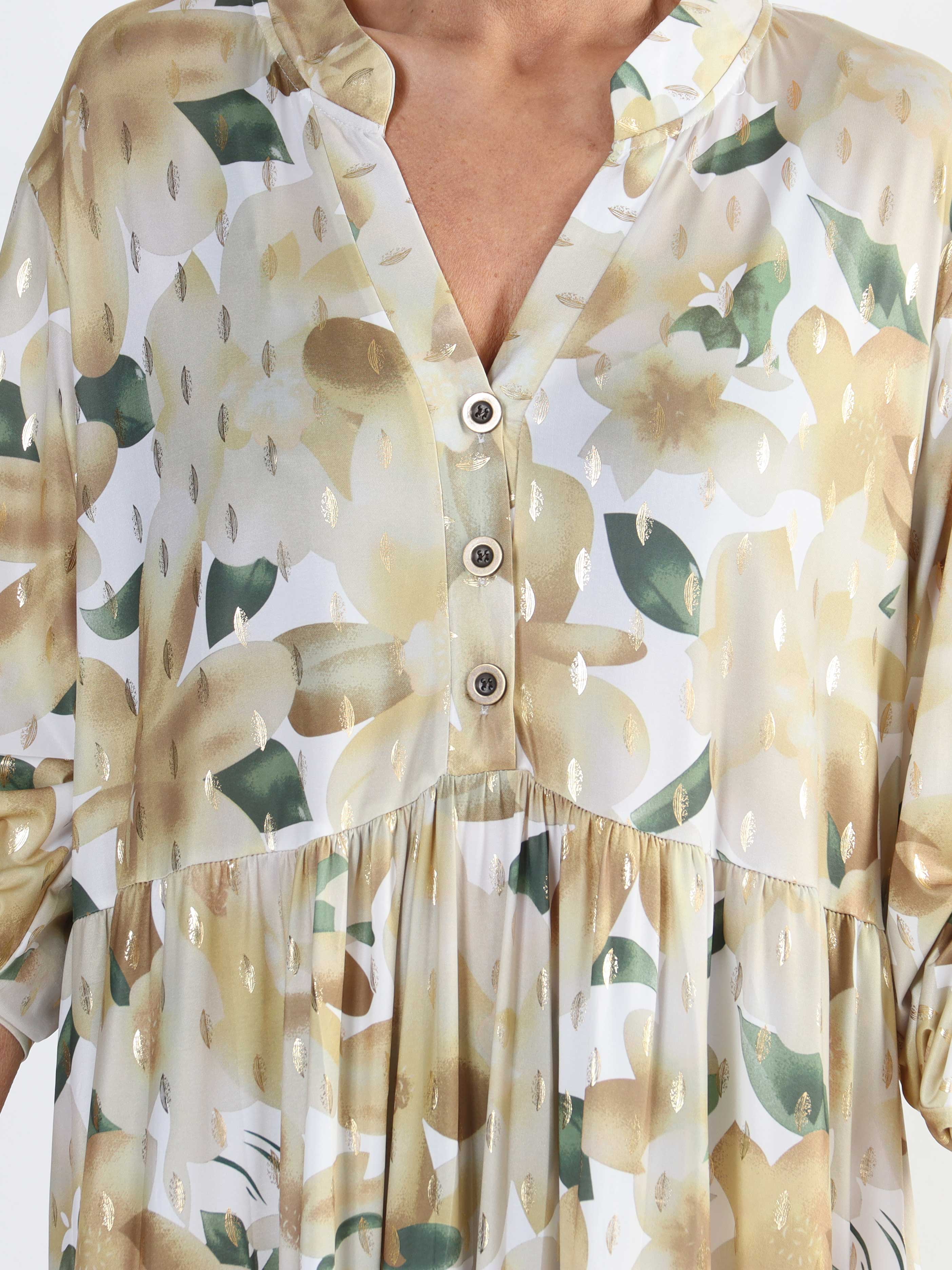 Milano Flower - Lang plus size kjole med lag på lag look