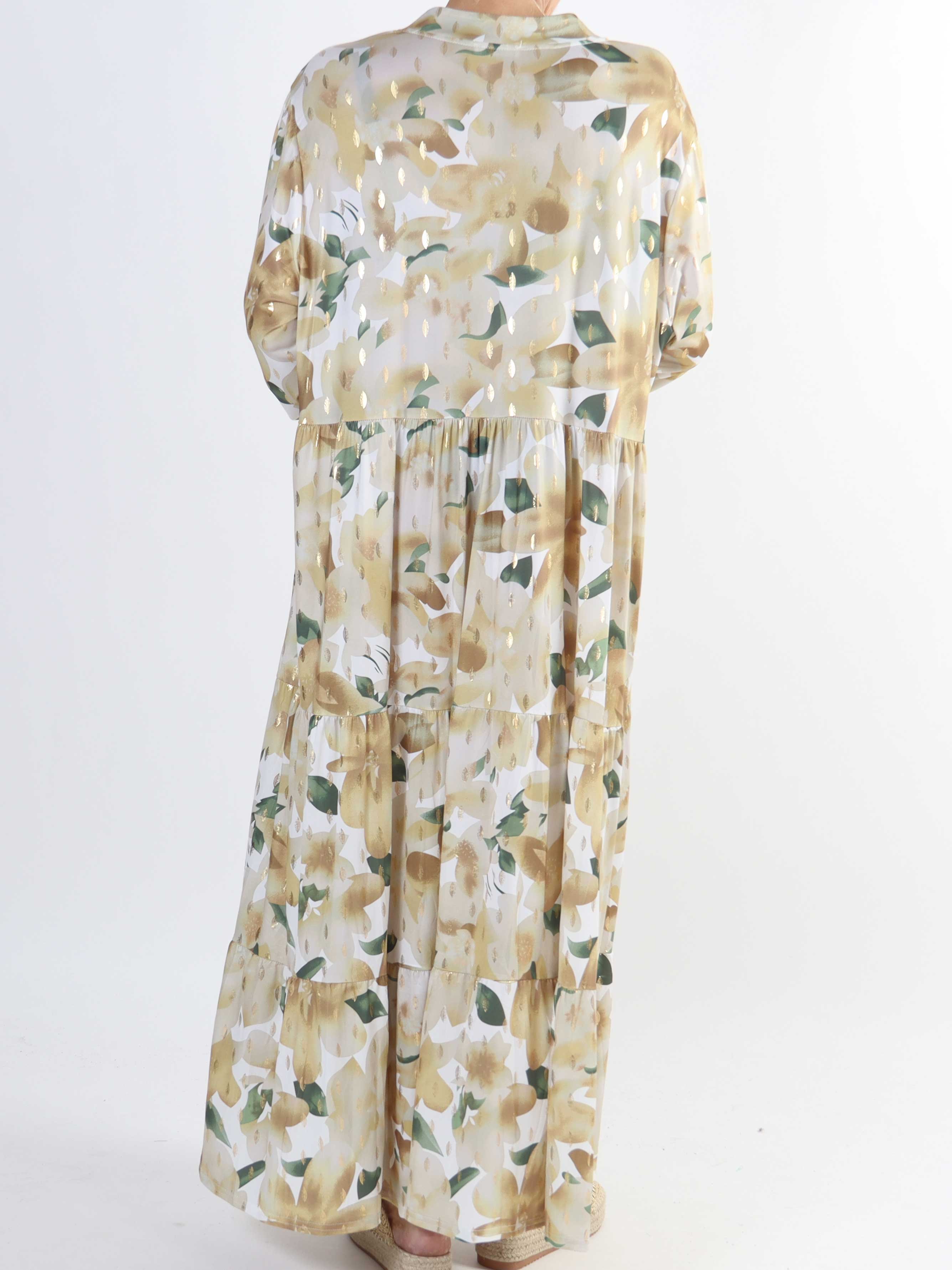 Milano Flower - Lang plus size kjole med lag på lag look