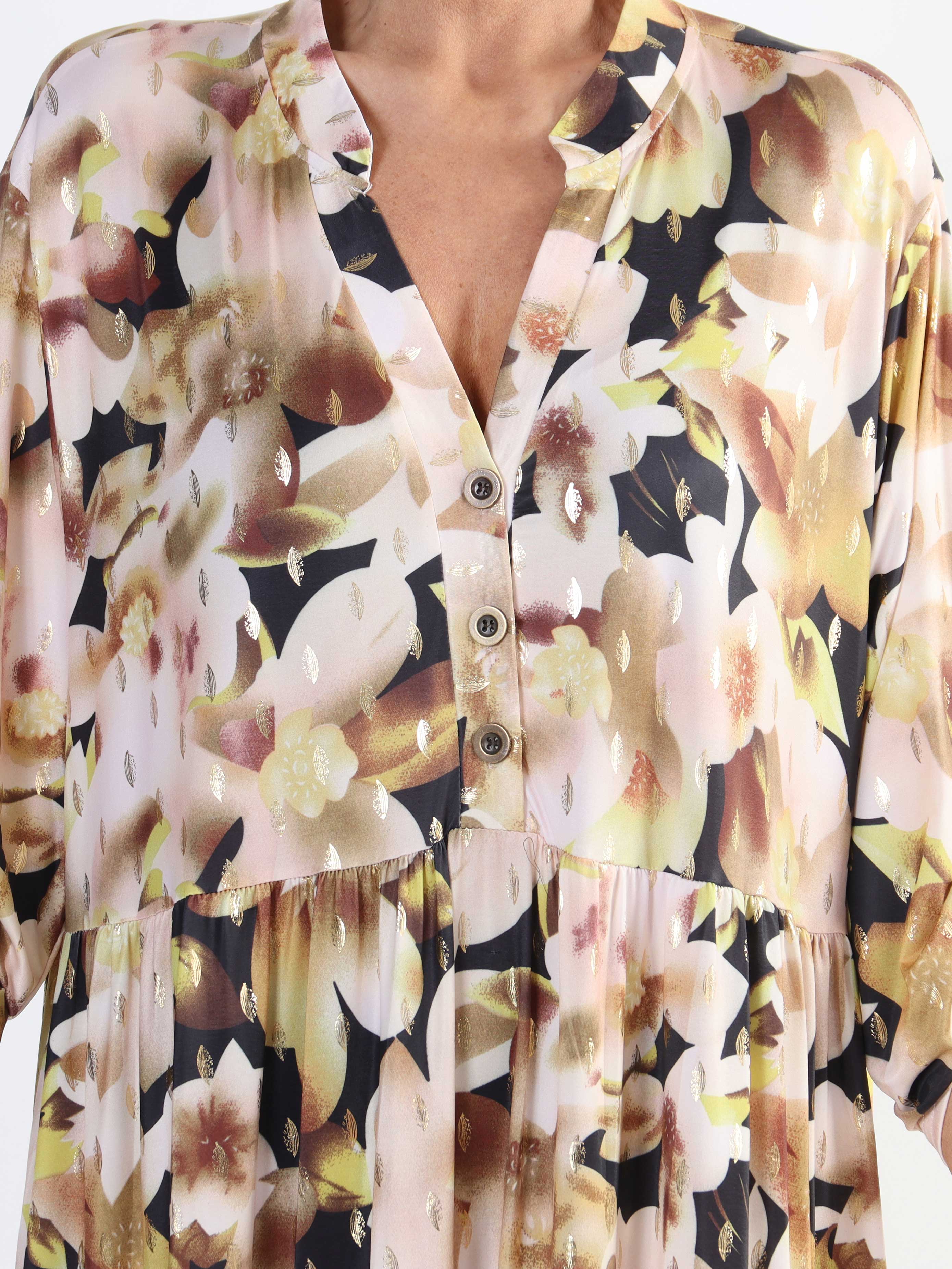 Milano Flower - Lang plus size kjole med lag på lag look