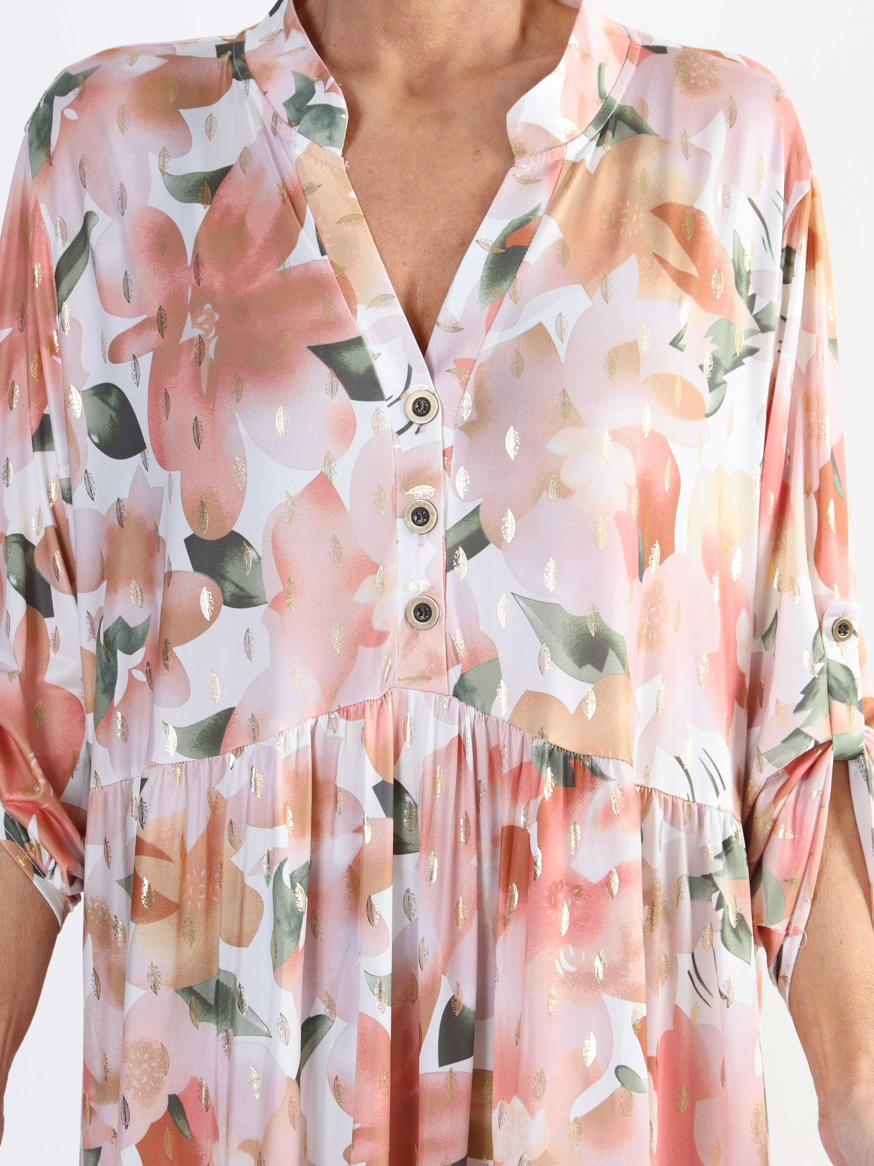 Milano Flower - Lang plus size kjole med lag på lag look