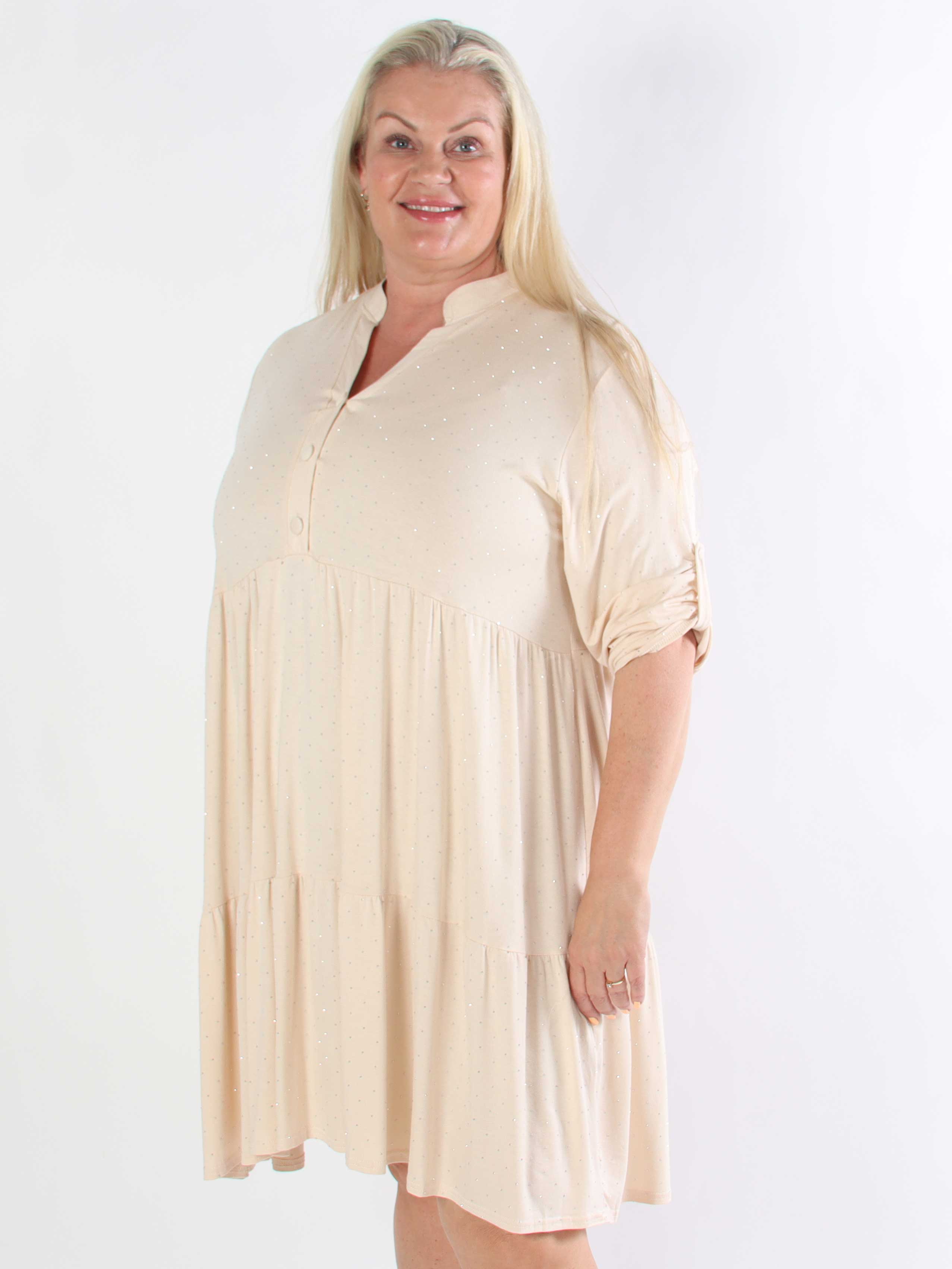 Milano Crystal Midi - Plus size kjole i viskose med similisten