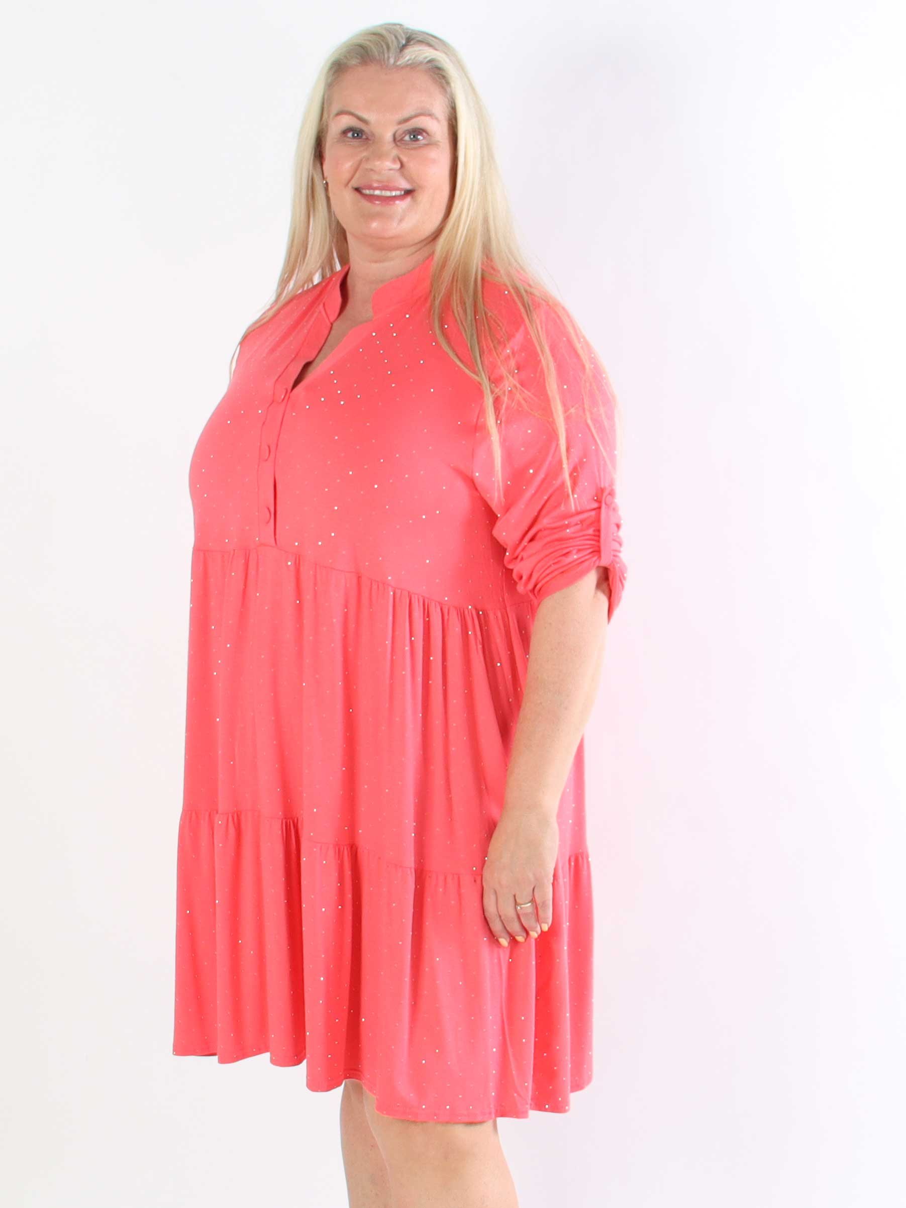 Milano Crystal Midi - Plus size kjole i viskose med similisten