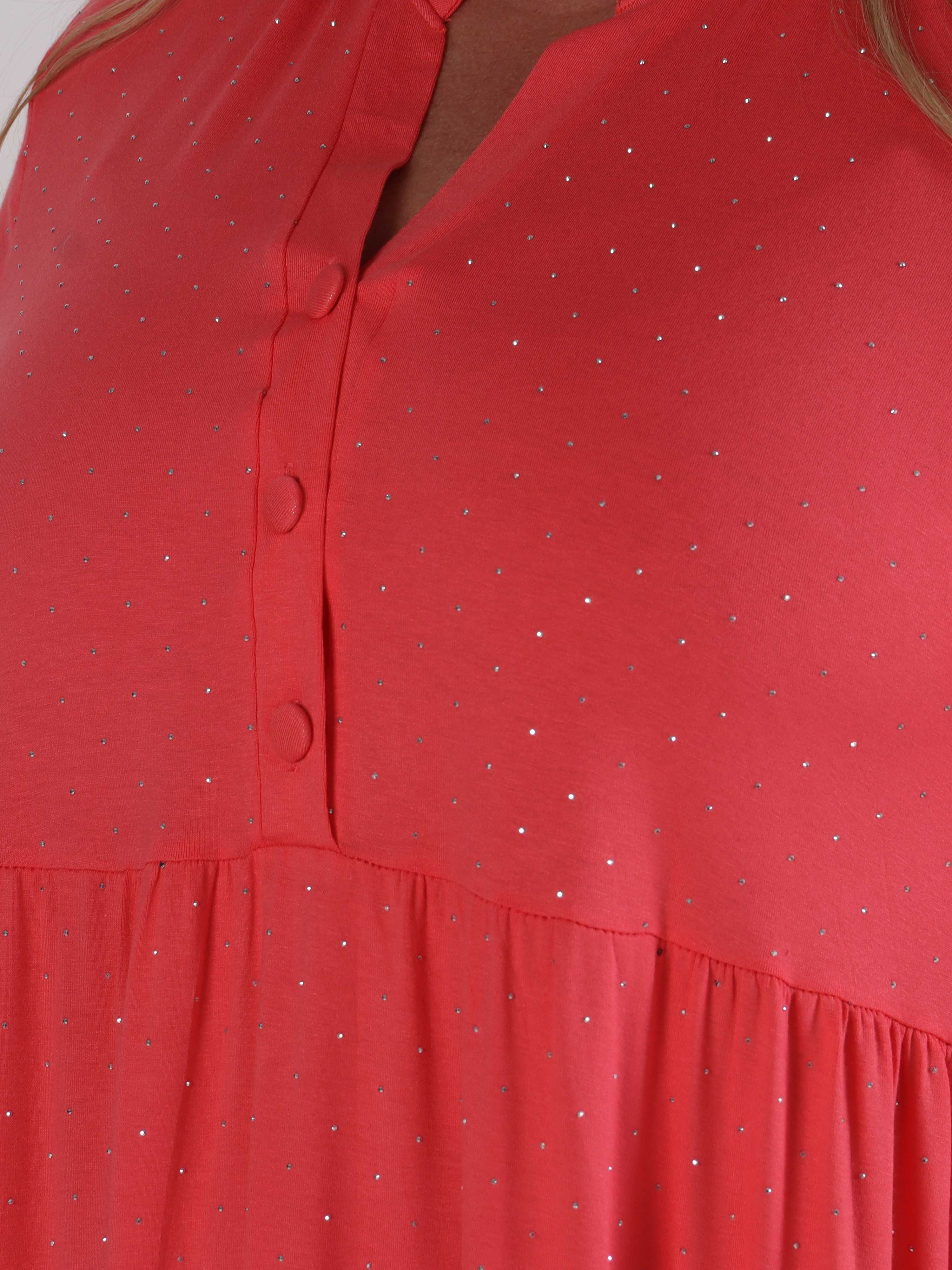 Milano Crystal Midi - Plus size kjole i viskose med similisten