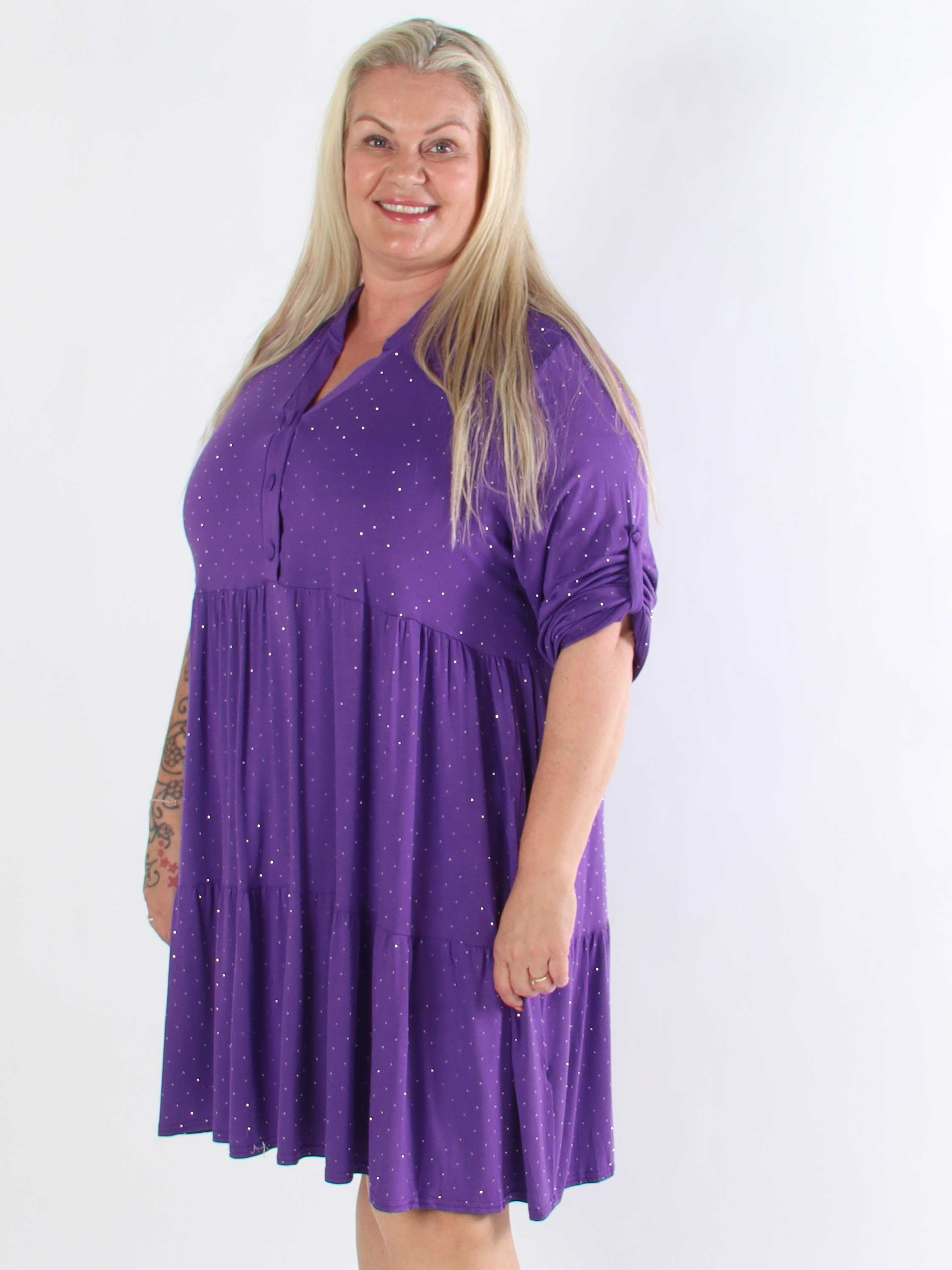 Milano Crystal Midi - Plus size kjole i viskose med similisten