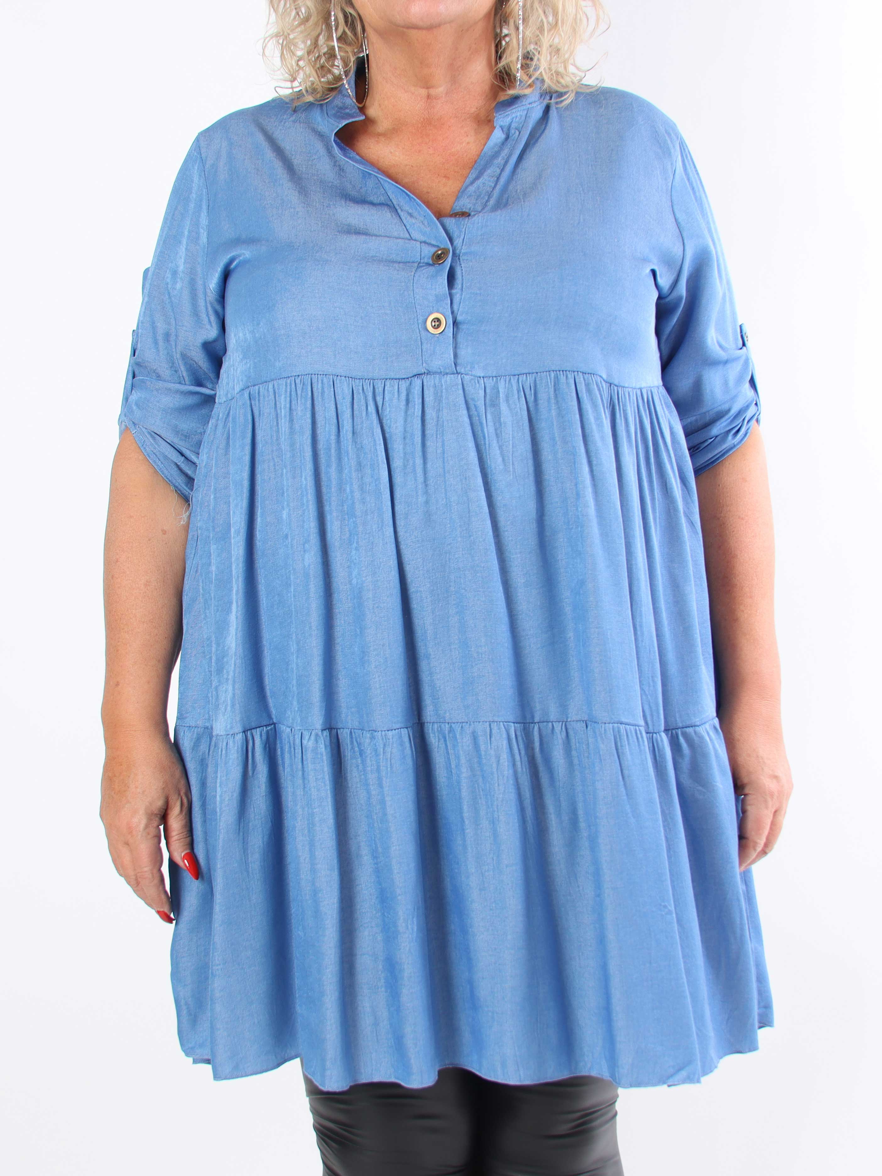 Milano Denim Midi - Plus size kjole i viskose med lag på lag look