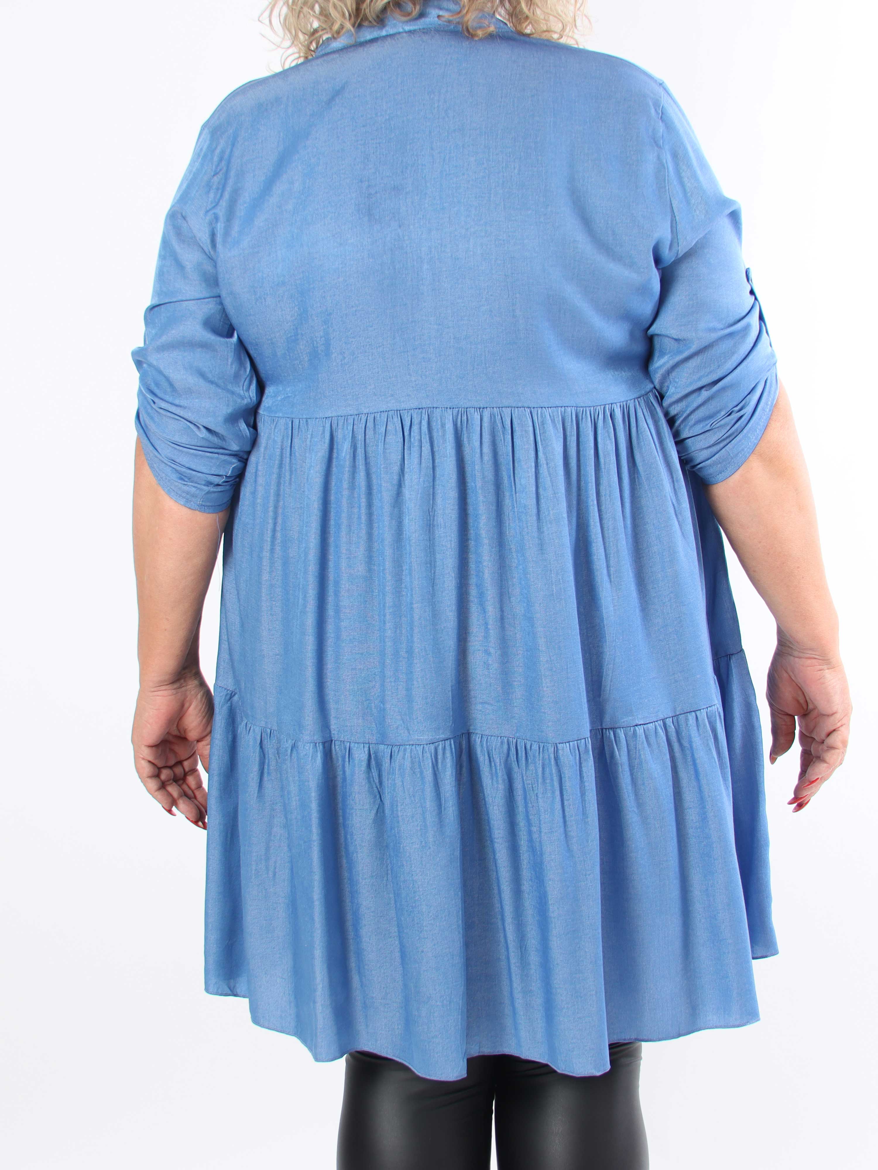 Milano Denim Midi - Plus size kjole i viskose med lag på lag look