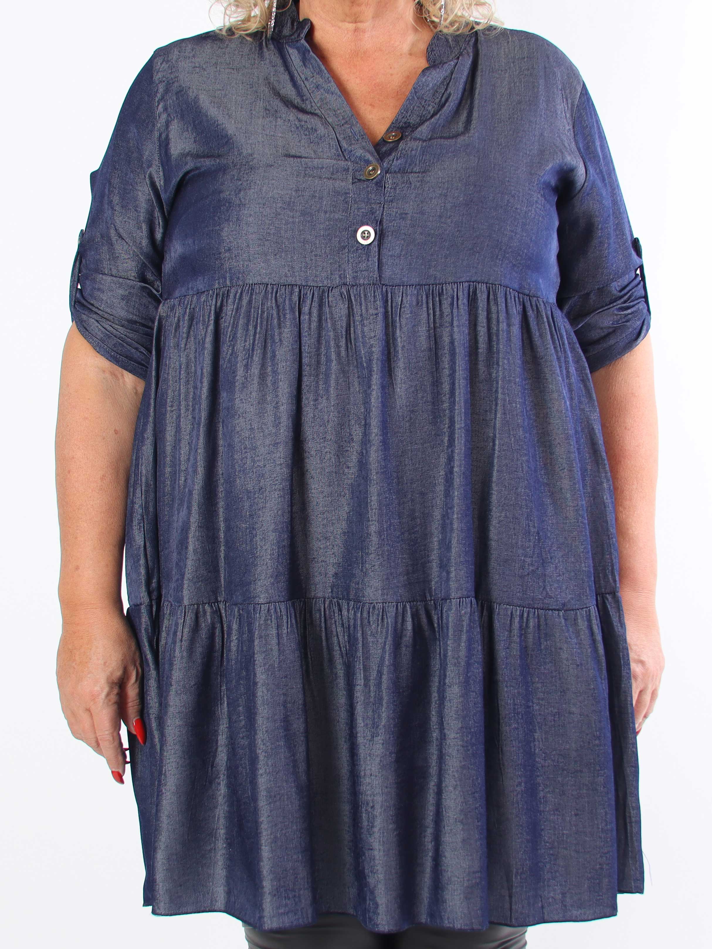 Milano Denim Midi - Plus size kjole i viskose med lag på lag look