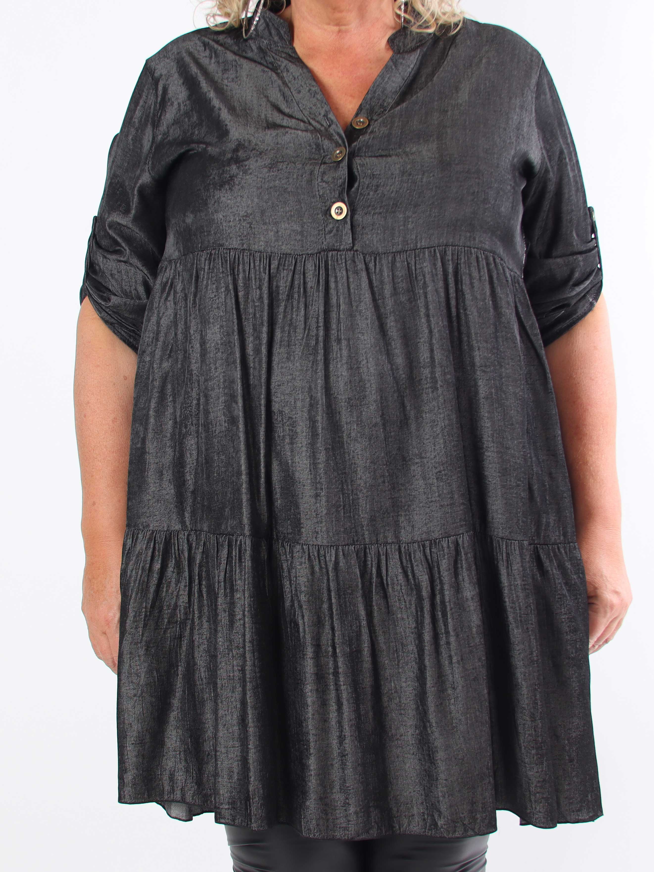 Milano Denim Midi - Plus size kjole i viskose med lag på lag look