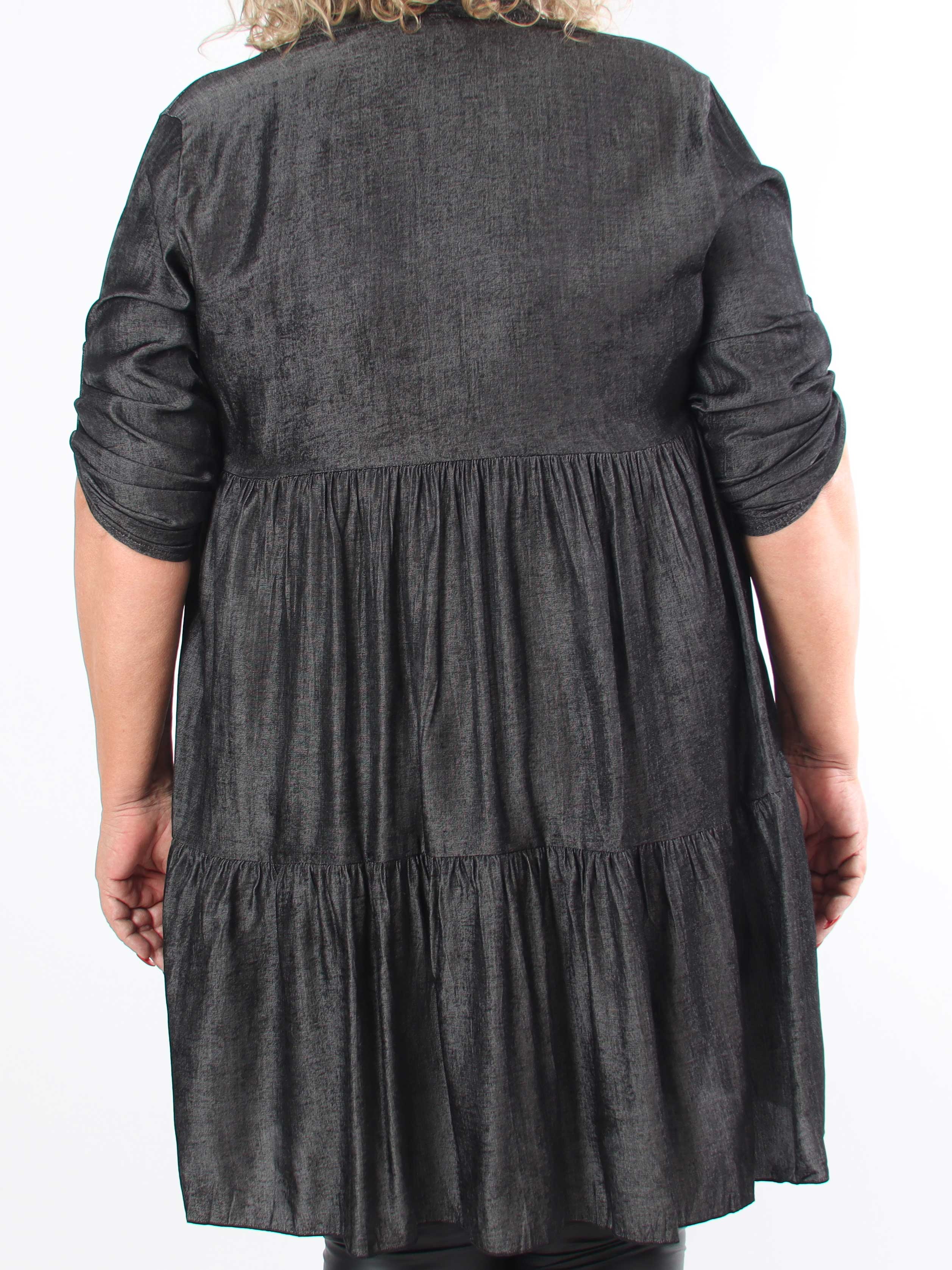 Milano Denim Midi - Plus size kjole i viskose med lag på lag look