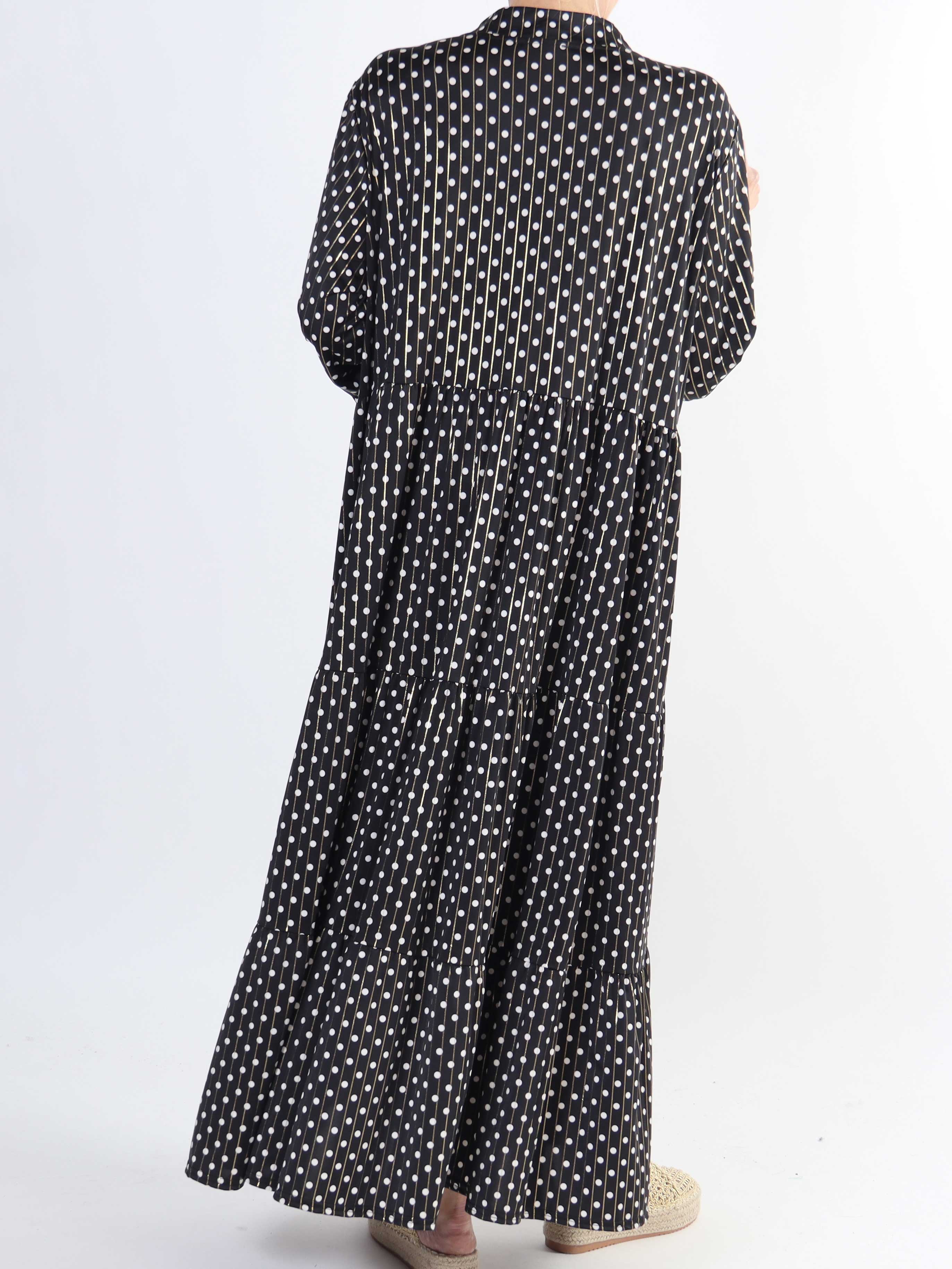 Milano Dot - Lang plus size kjole med prikker og lag på lag look