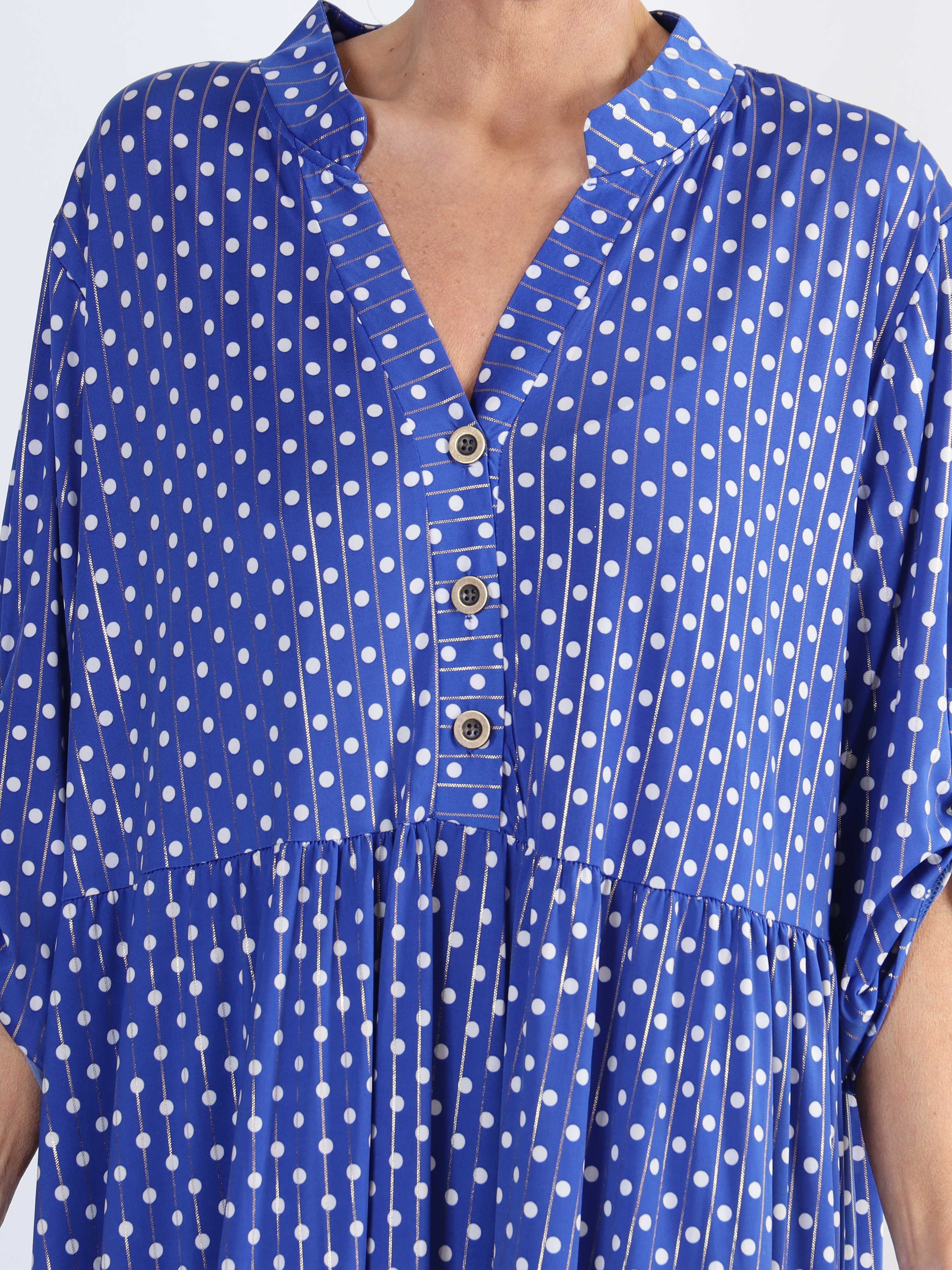 Milano Dot - Lang plus size kjole med prikker og lag på lag look