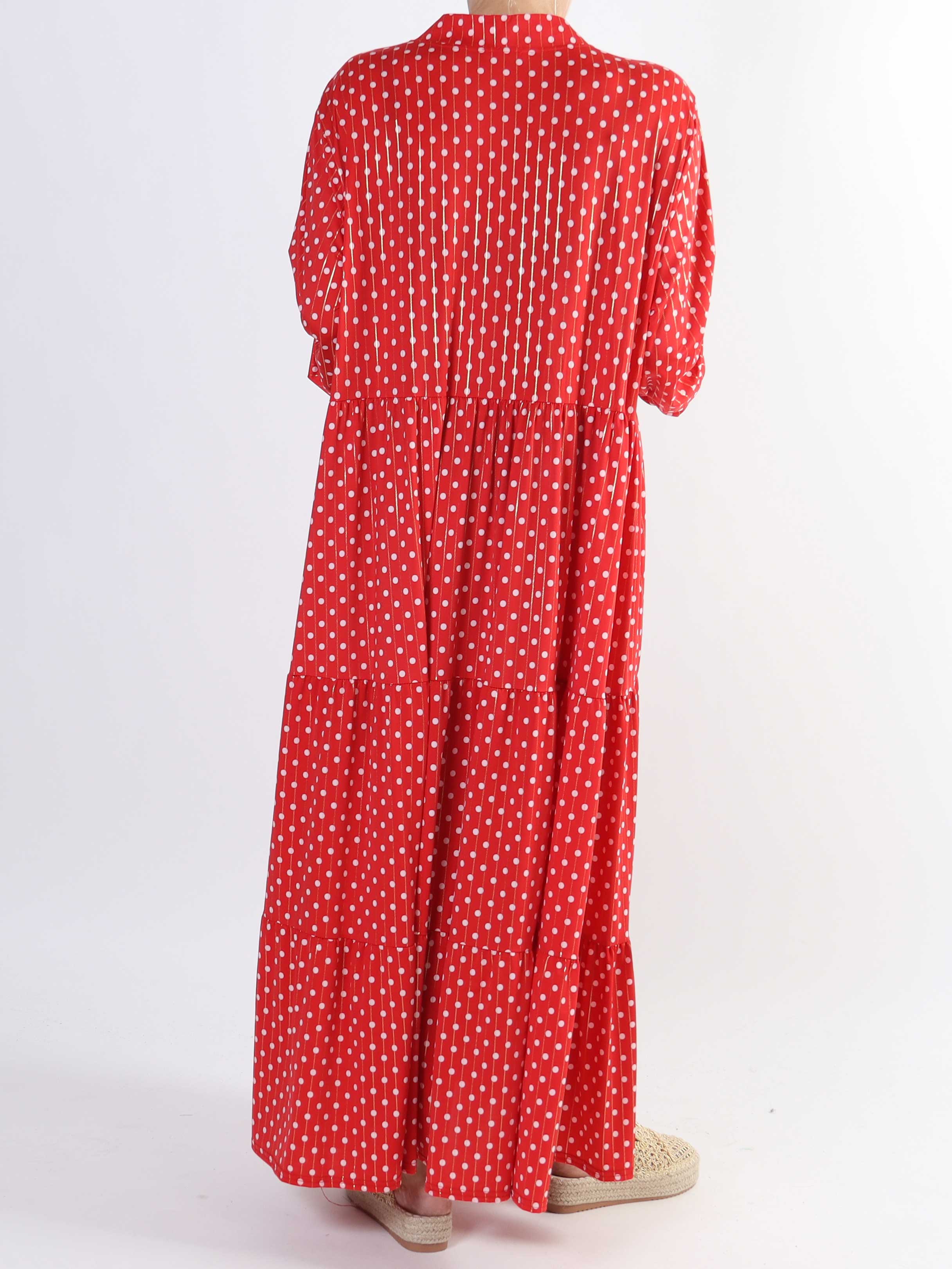 Milano Dot - Lang plus size kjole med prikker og lag på lag look