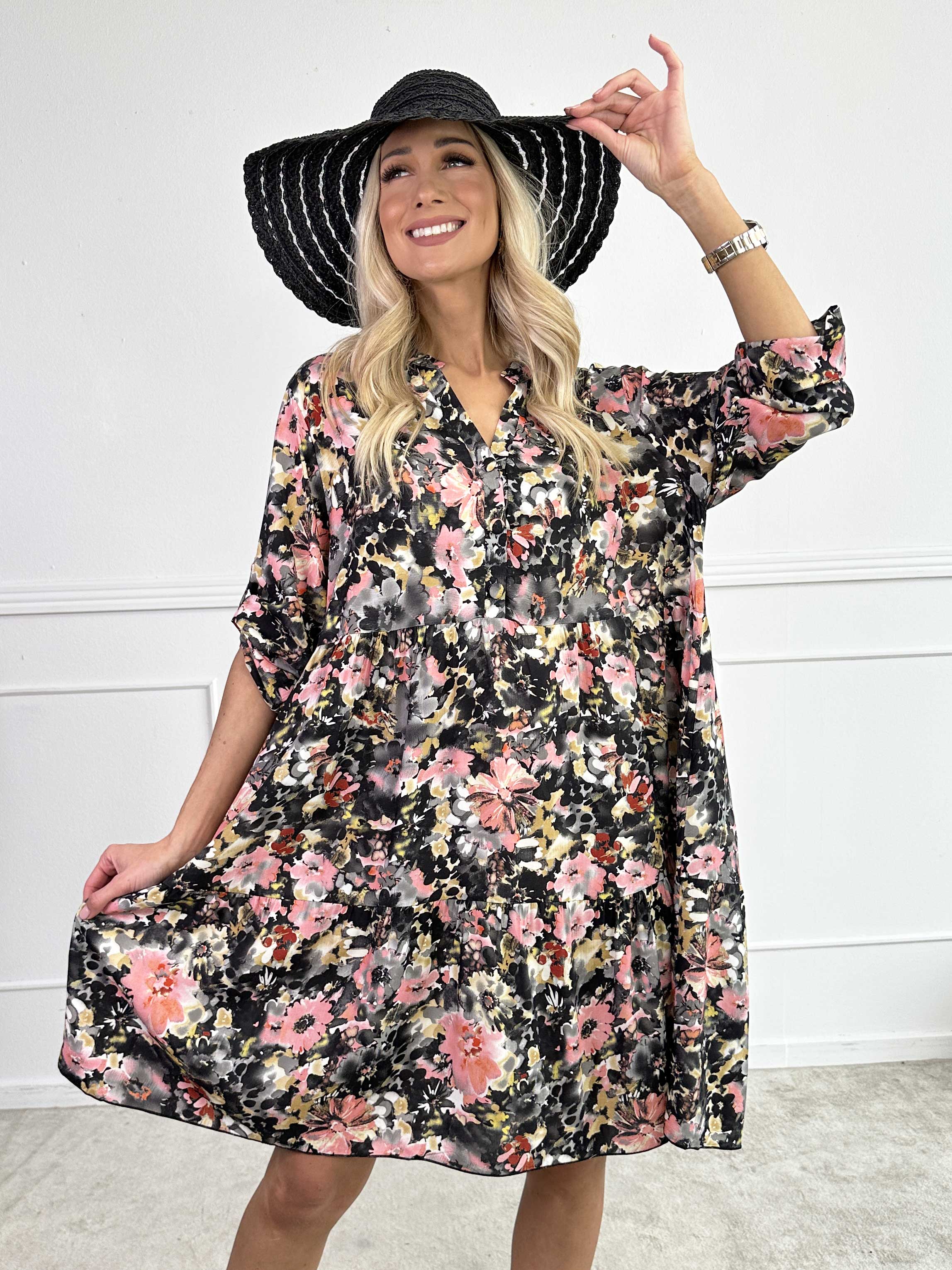 Milano Floral Viscose Midi - Kjole i viskose med blomsterprint