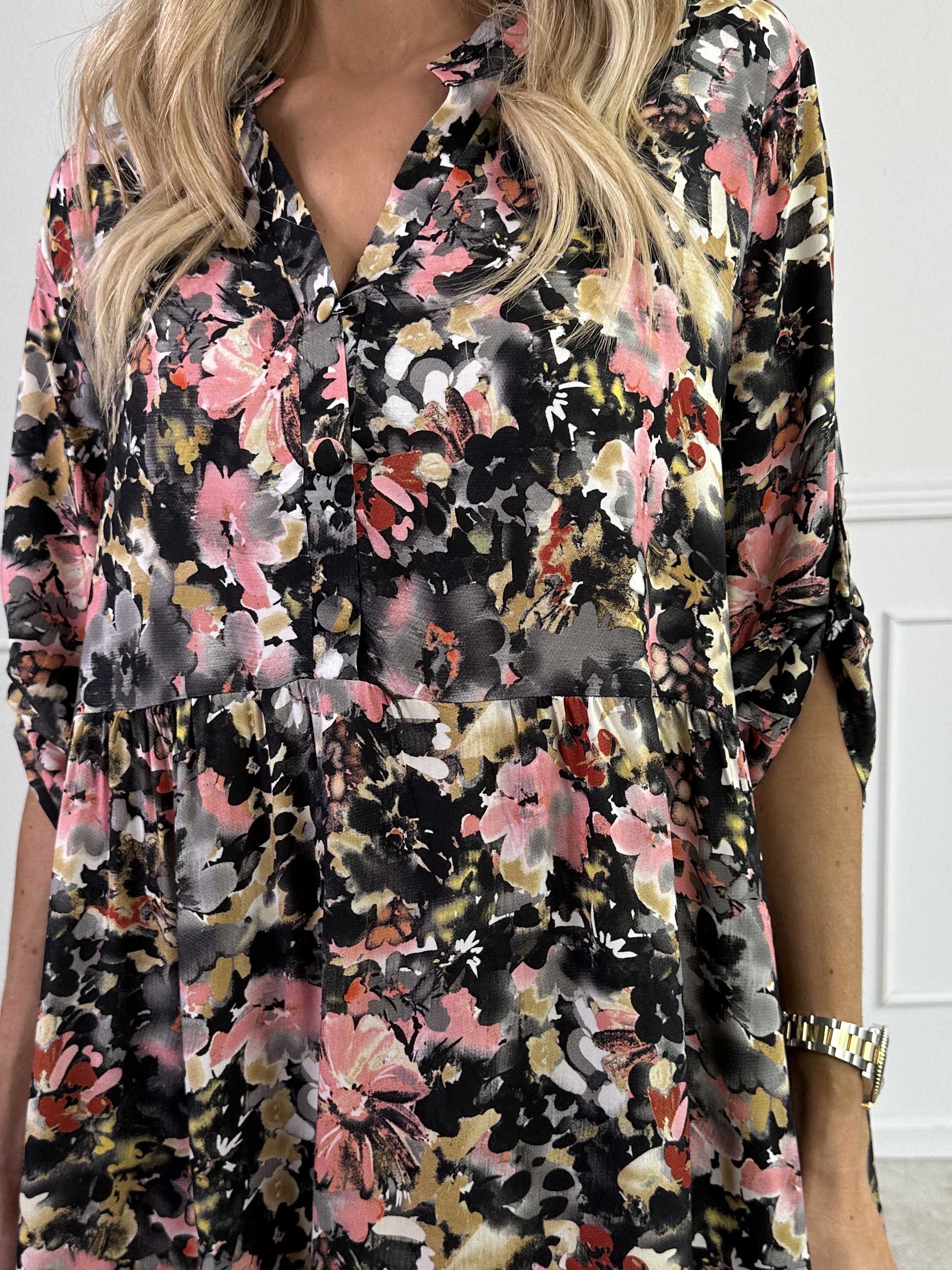 Milano Floral Viscose Midi - Kjole i viskose med blomsterprint