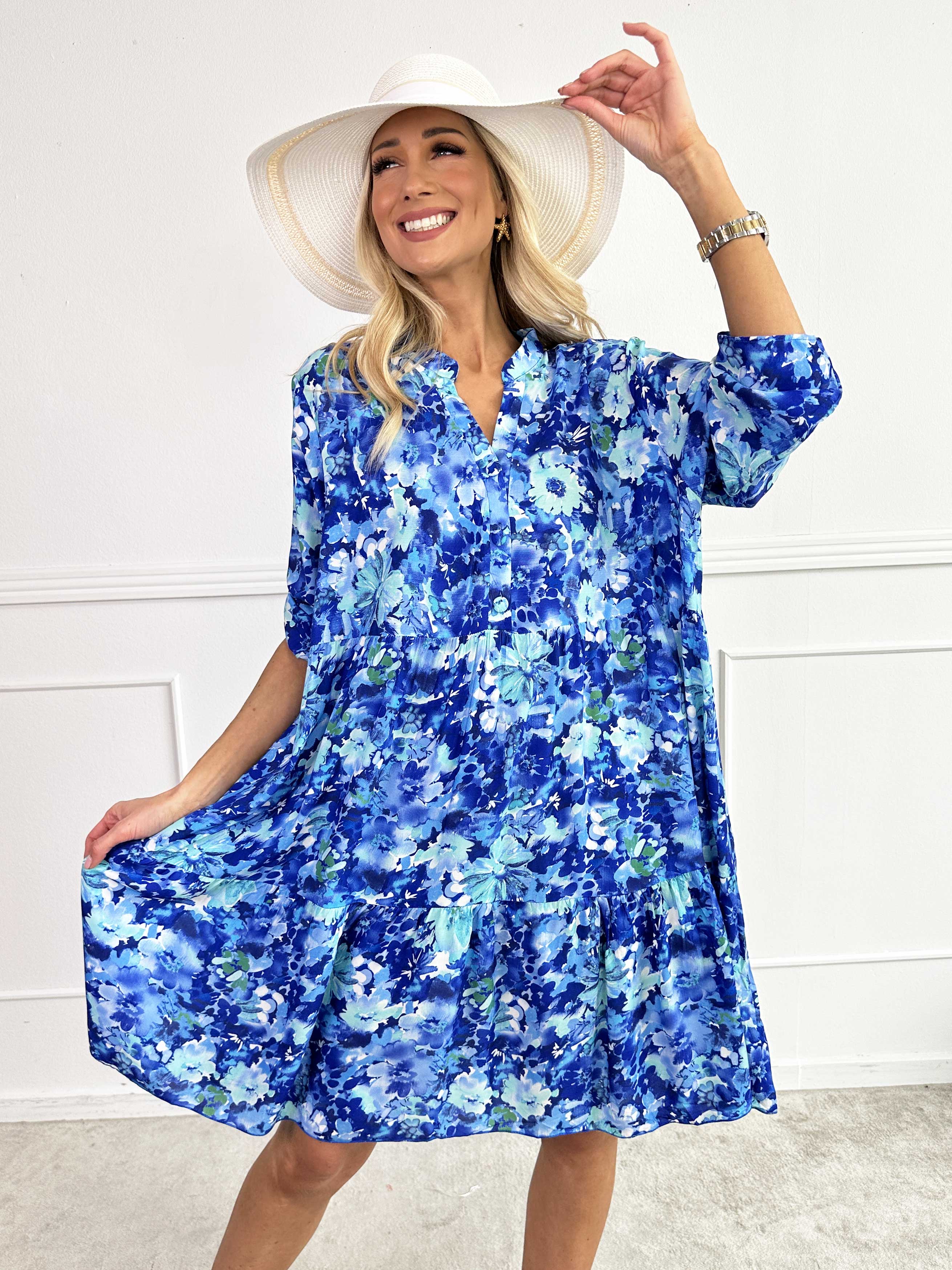 Milano Floral Viscose Midi - Kjole i viskose med blomsterprint