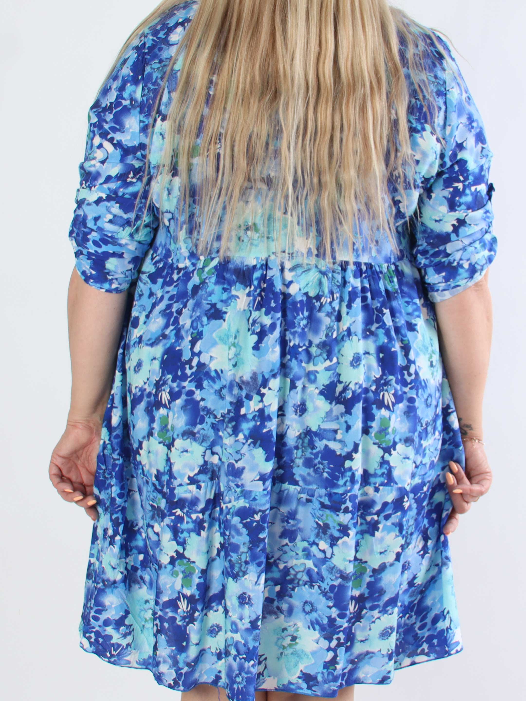 Milano Floral Viscose Midi - Plus size kjole i viskose med blomsterprint