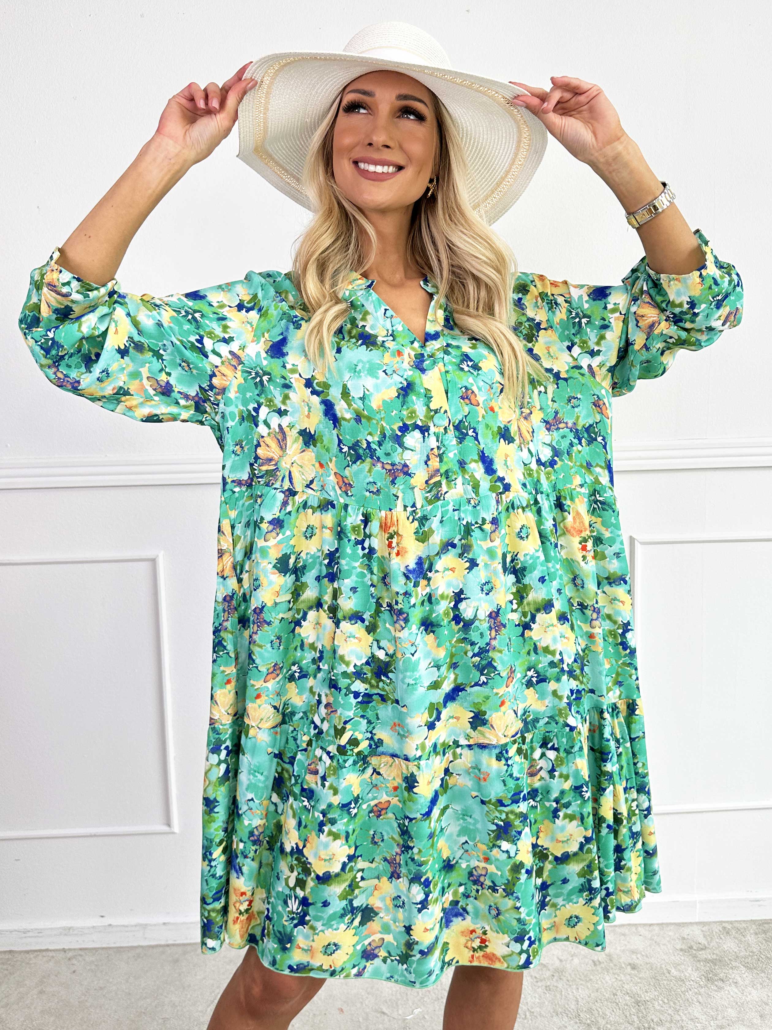 Milano Floral Viscose Midi - Kjole i viskose med blomsterprint