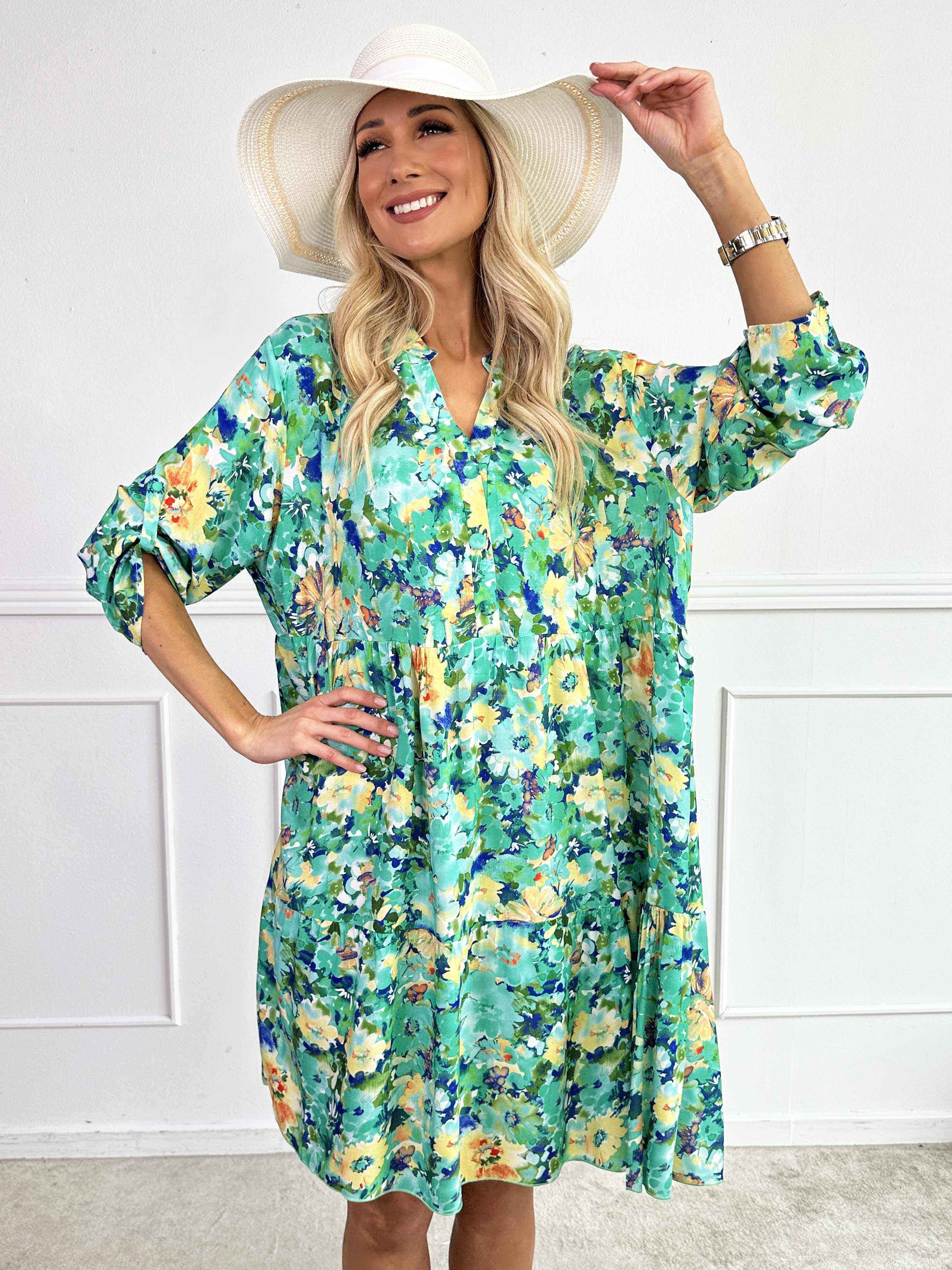 Milano Floral Viscose Midi - Kjole i viskose med blomsterprint