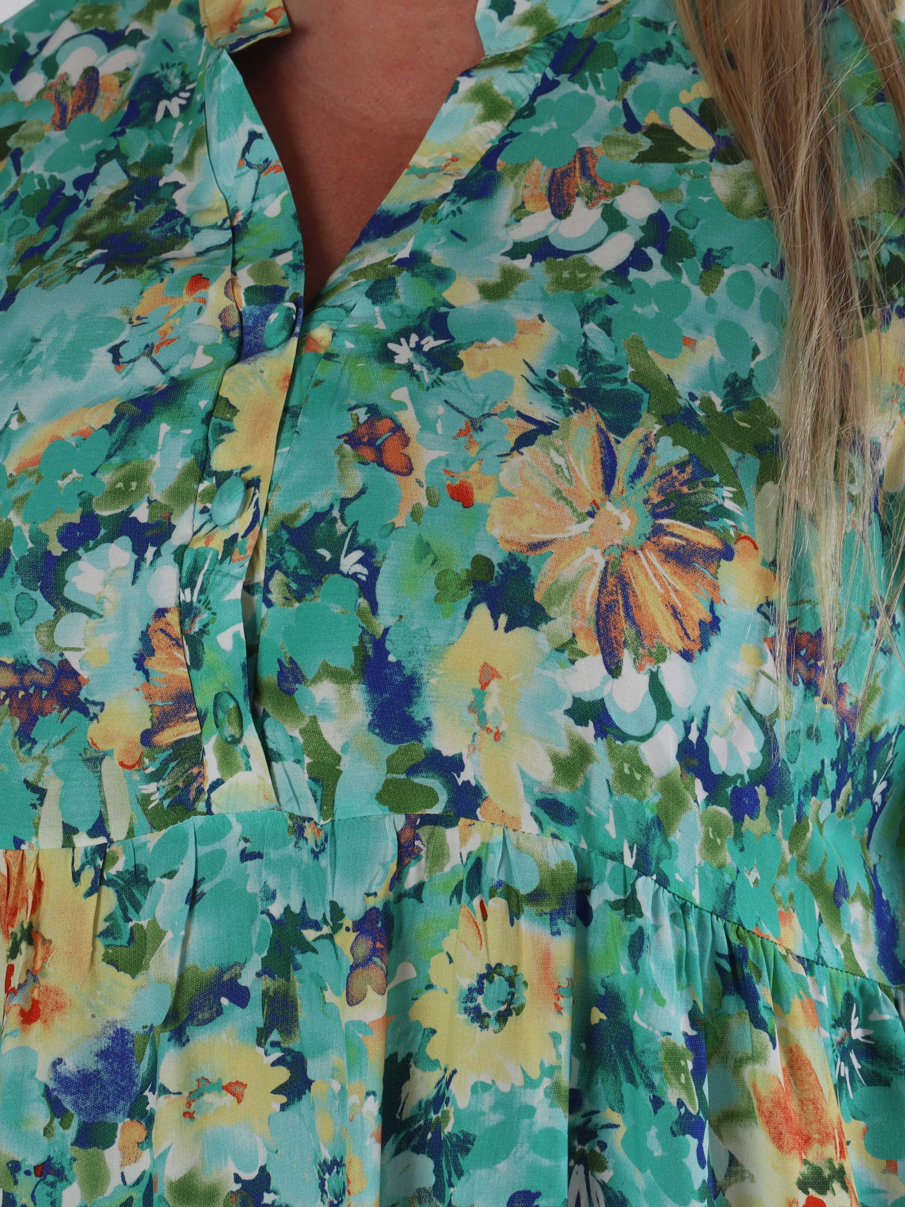 Milano Floral Viscose Midi - Plus size kjole i viskose med blomsterprint