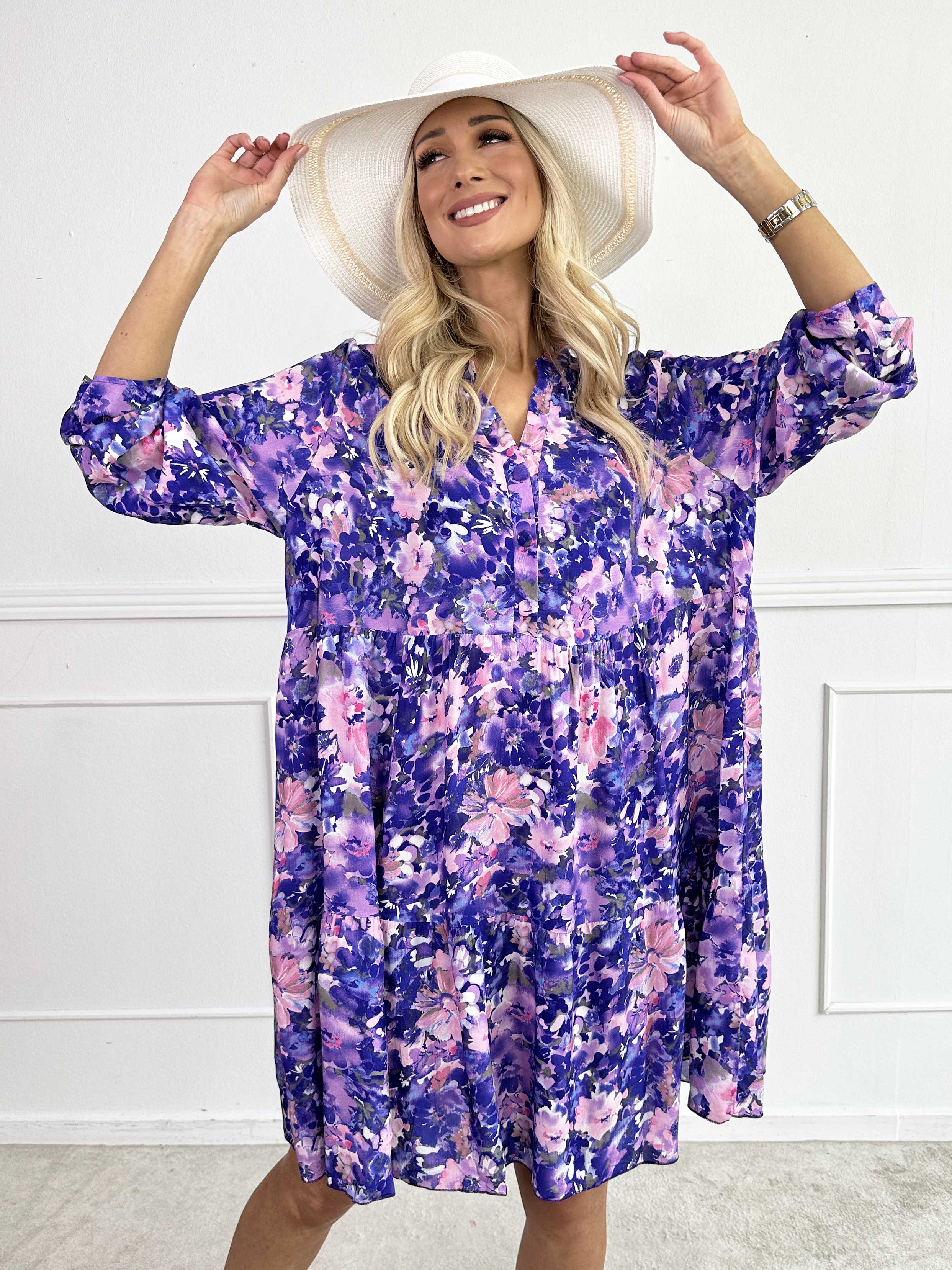 Milano Floral Viscose Midi - Kjole i viskose med blomsterprint