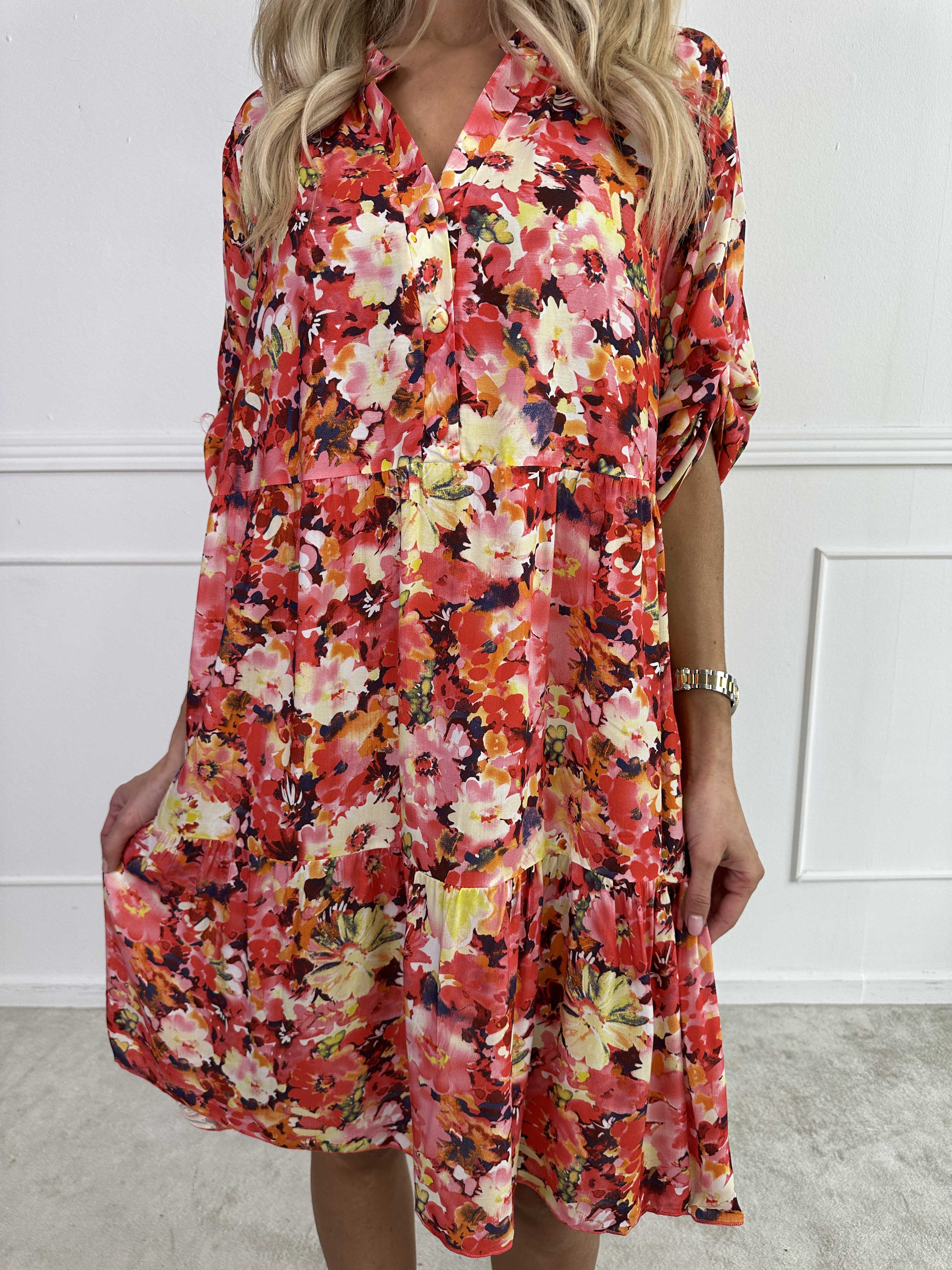 Milano Floral Viscose Midi - Kjole i viskose med blomsterprint