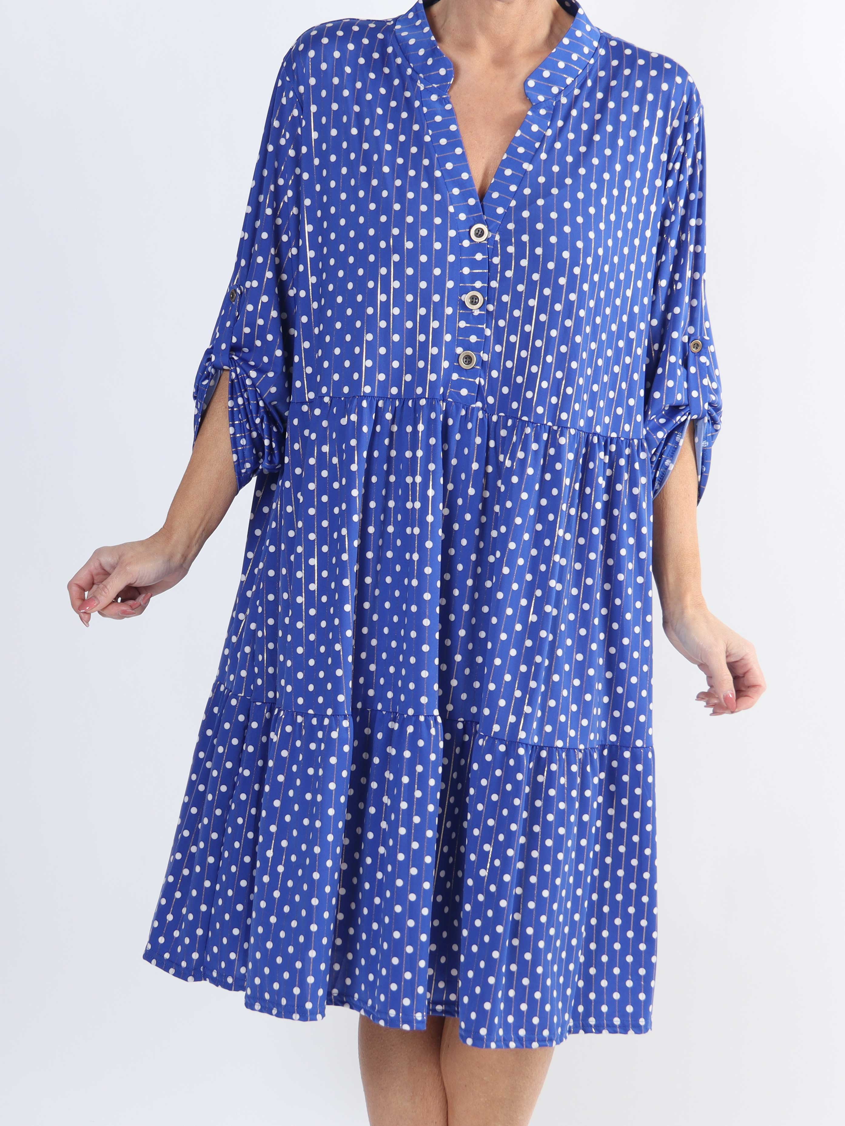 Milano Dot Midi - Plus size kjole med prikker og lag på lag look