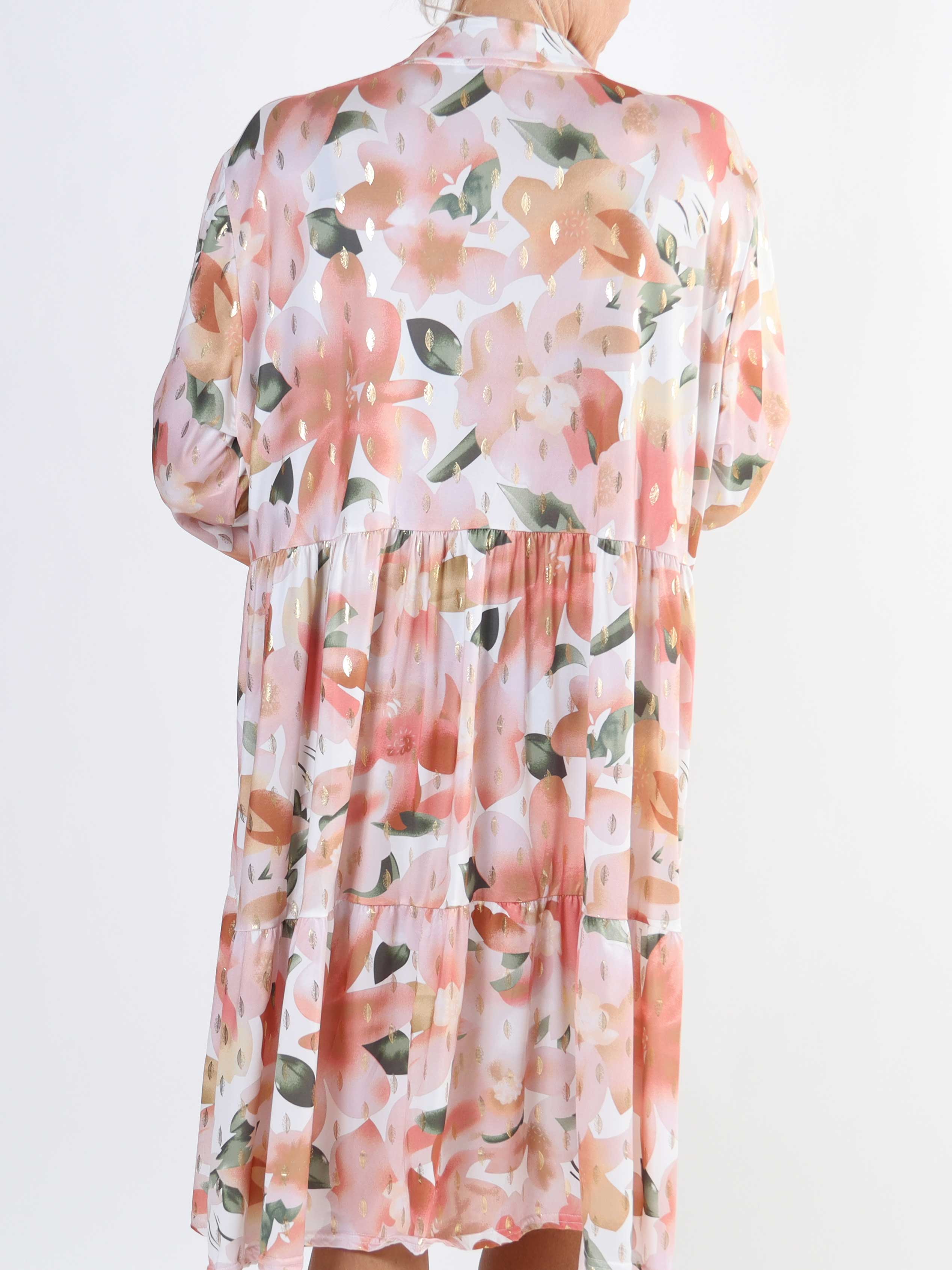 Milano Flower Midi - Plus size kjole med blomsterprint og lag på lag look