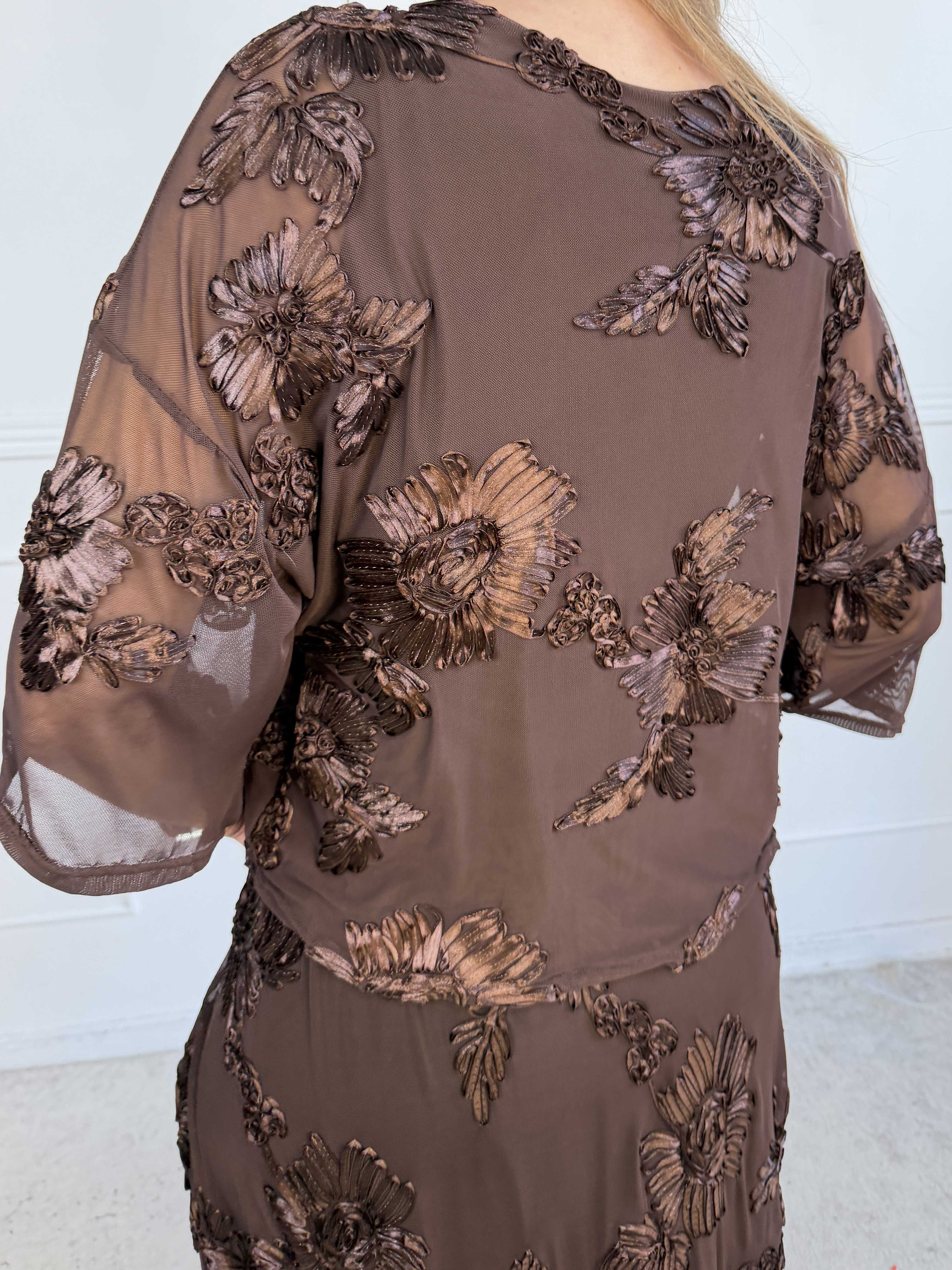 Mily Flora - Stretchy tunika i smukt mesh med fine blomstermotiver