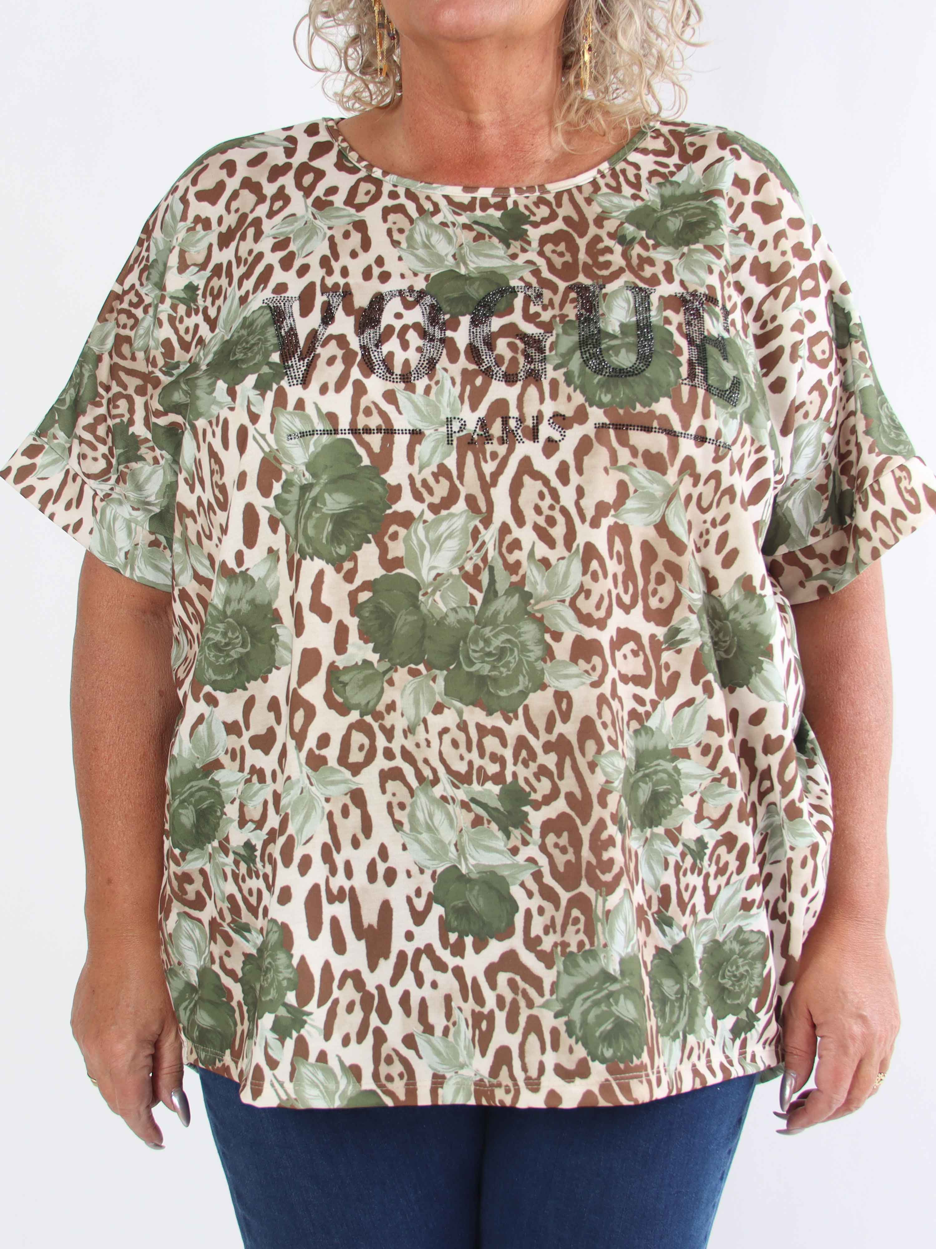 Mintu Leo - Plus size t-shirt i bomuld med leopardprint