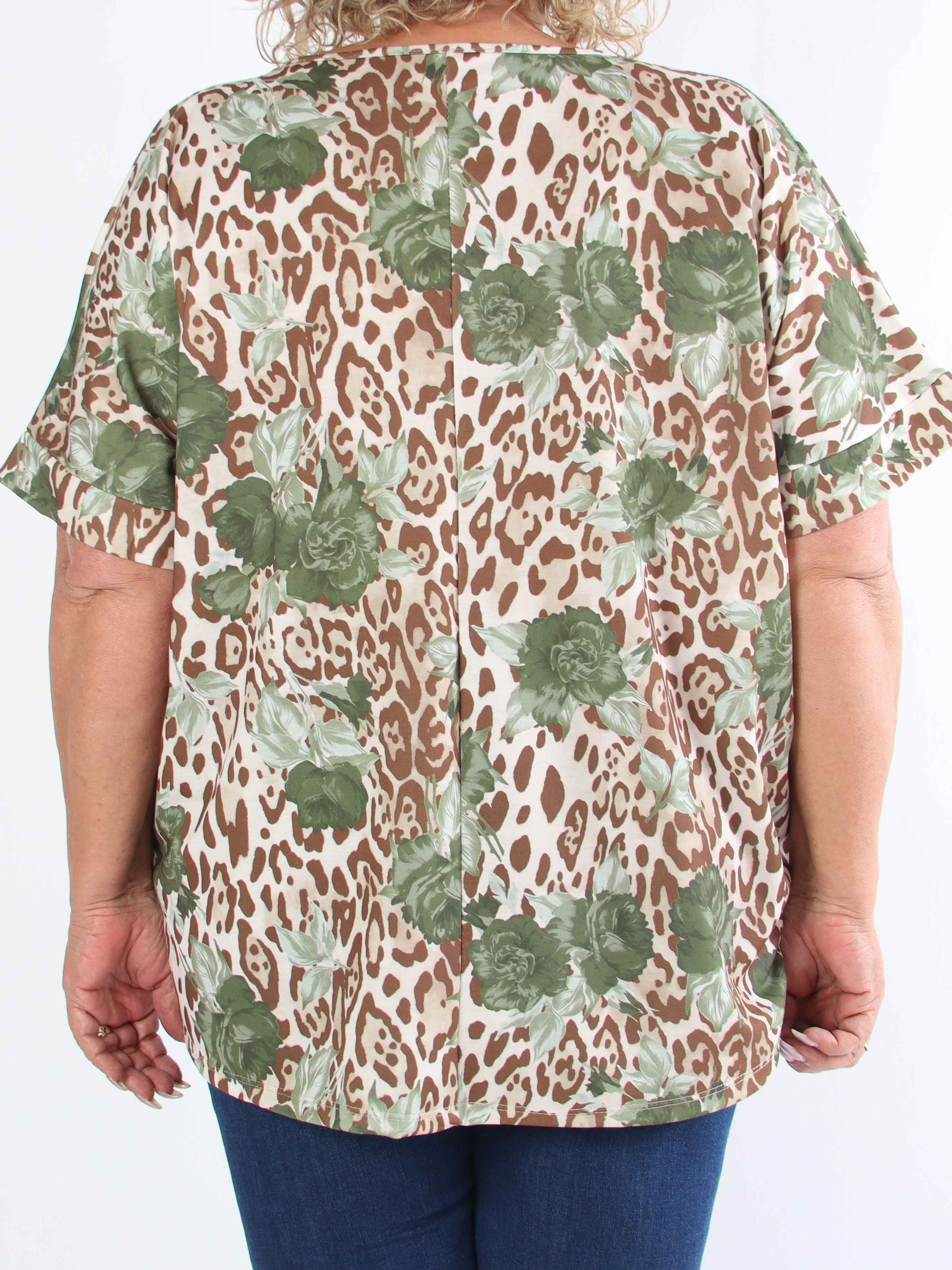 Mintu Leo - Plus size t-shirt i bomuld med leopardprint