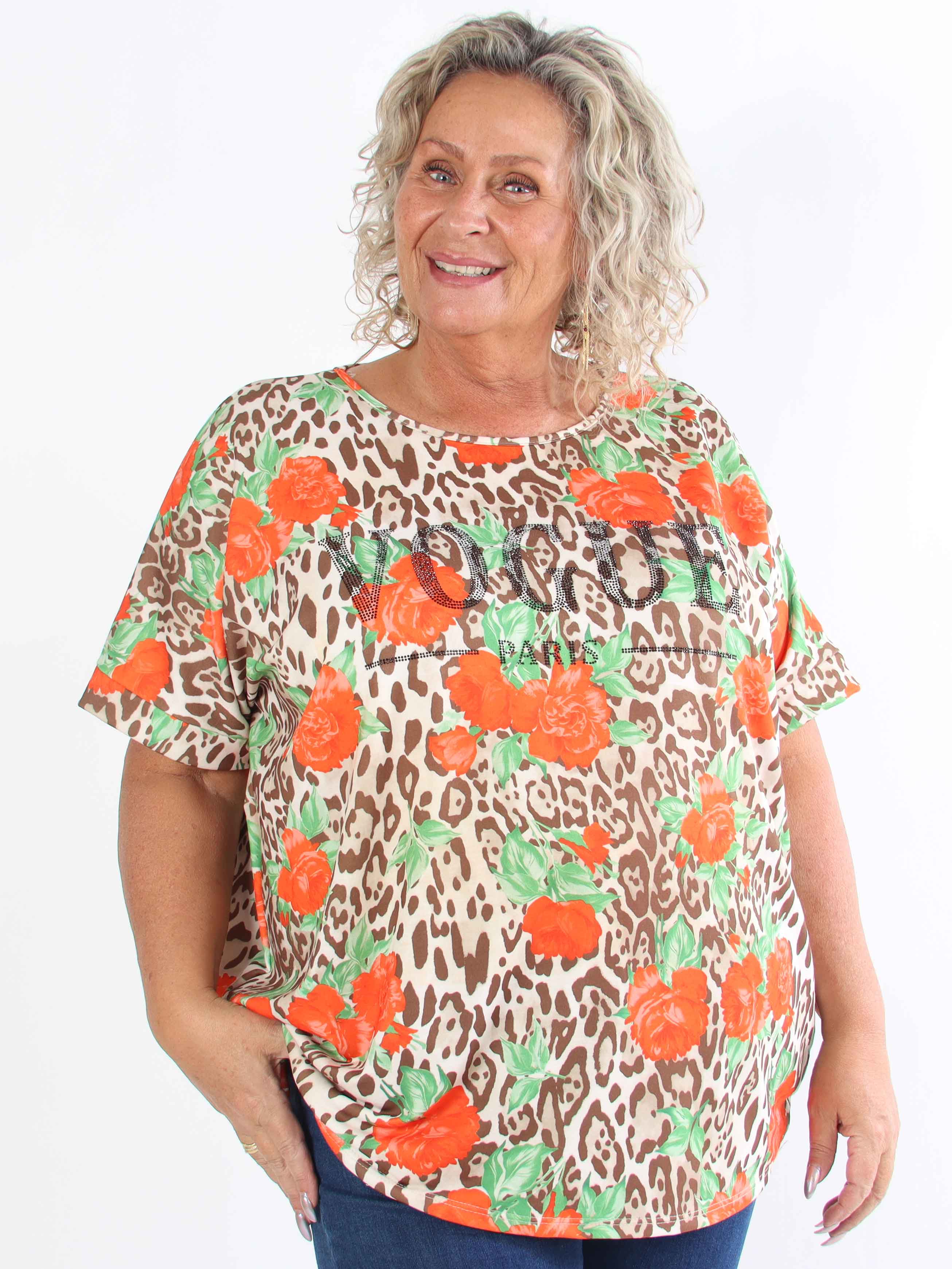 Mintu Leo - Plus size t-shirt i bomuld med leopardprint