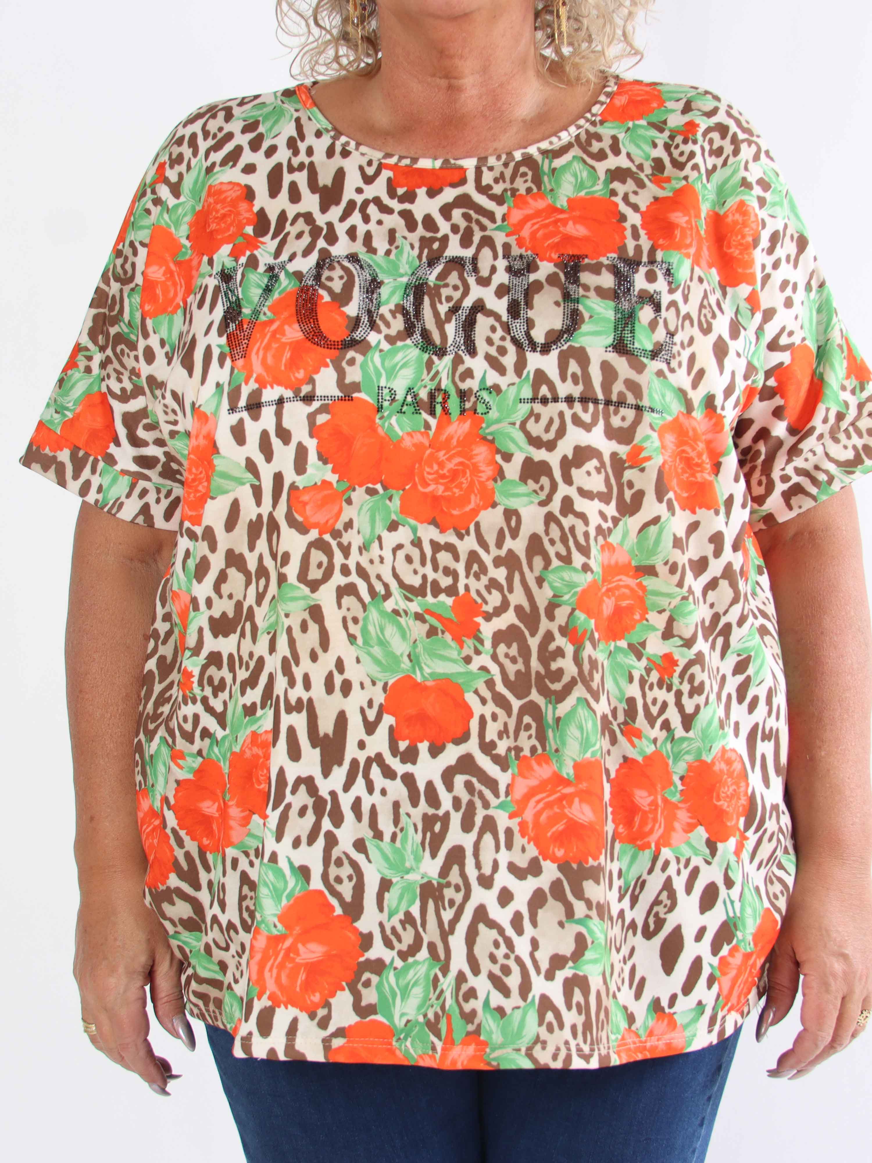 Mintu Leo - Plus size t-shirt i bomuld med leopardprint