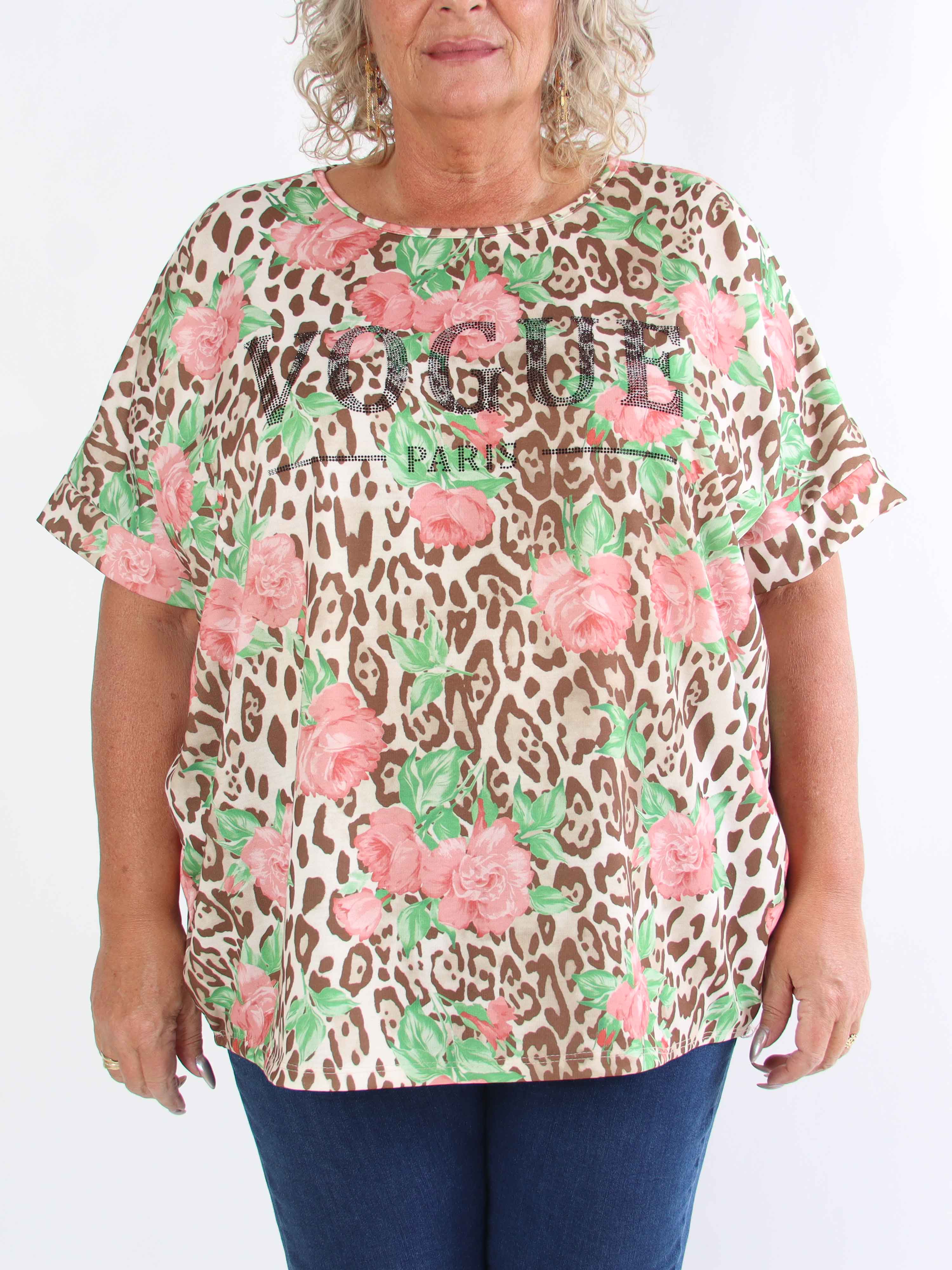 Mintu Leo - Plus size t-shirt i bomuld med leopardprint