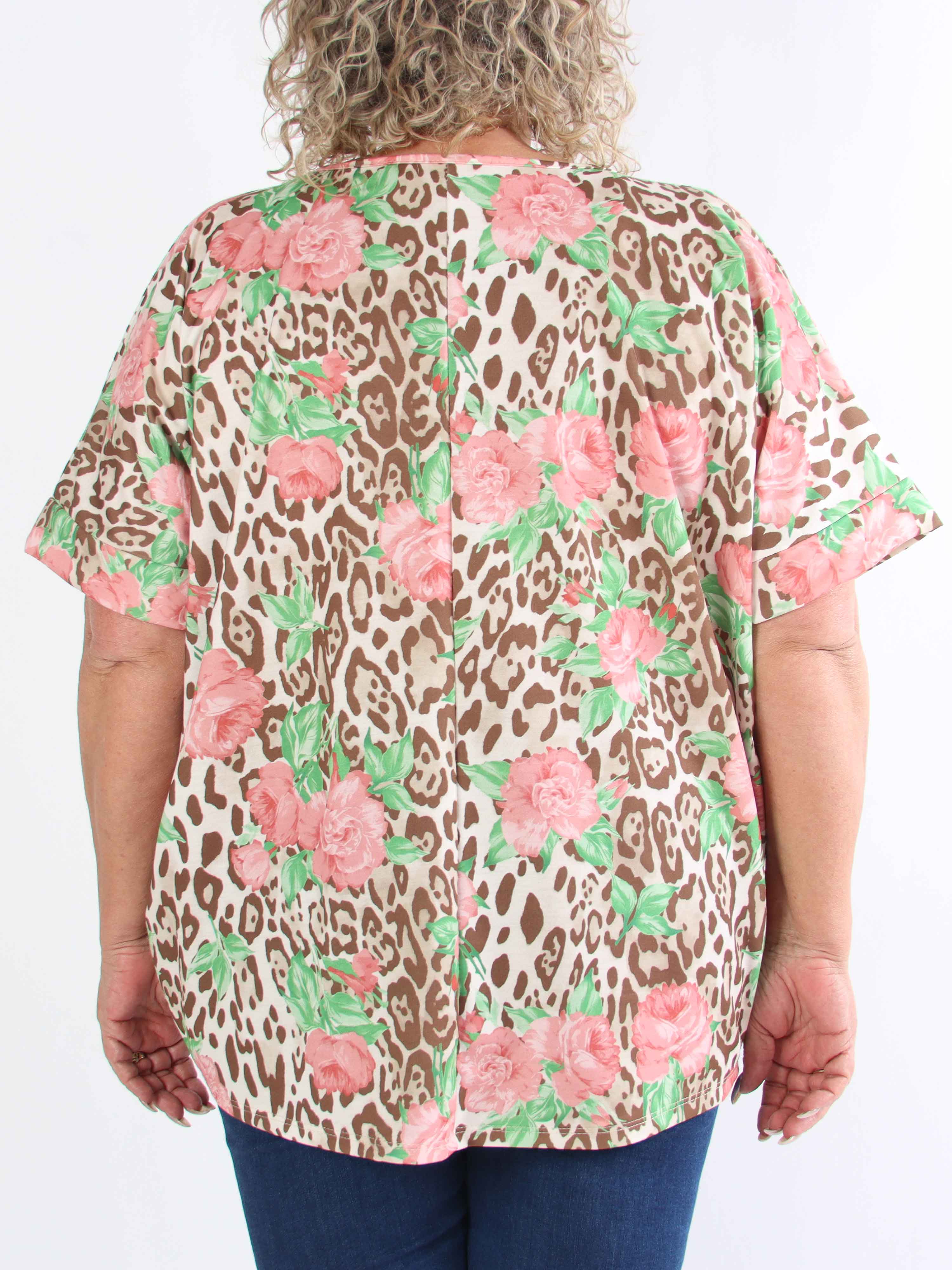 Mintu Leo - Plus size t-shirt i bomuld med leopardprint
