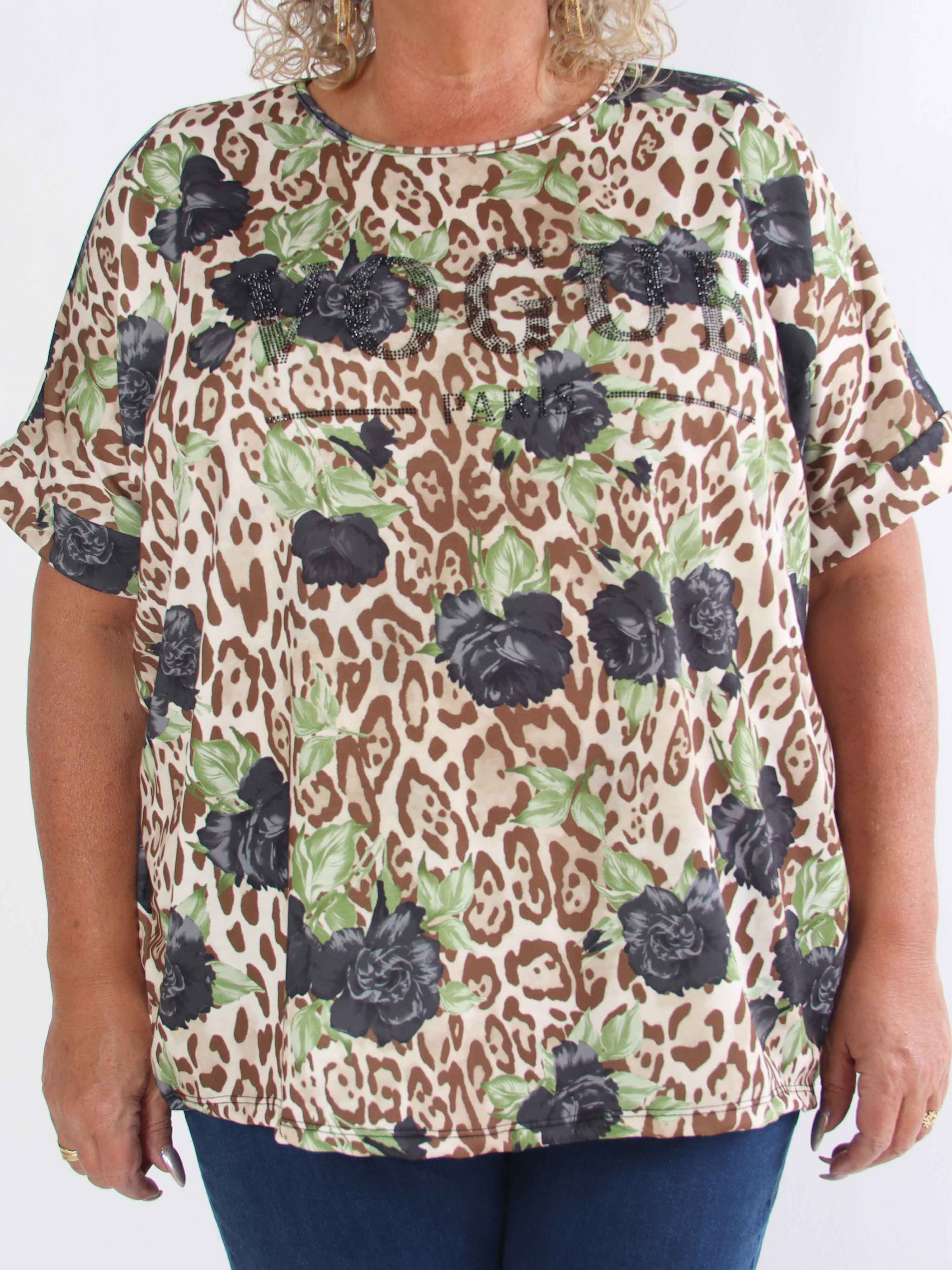 Mintu Leo - Plus size t-shirt i bomuld med leopardprint