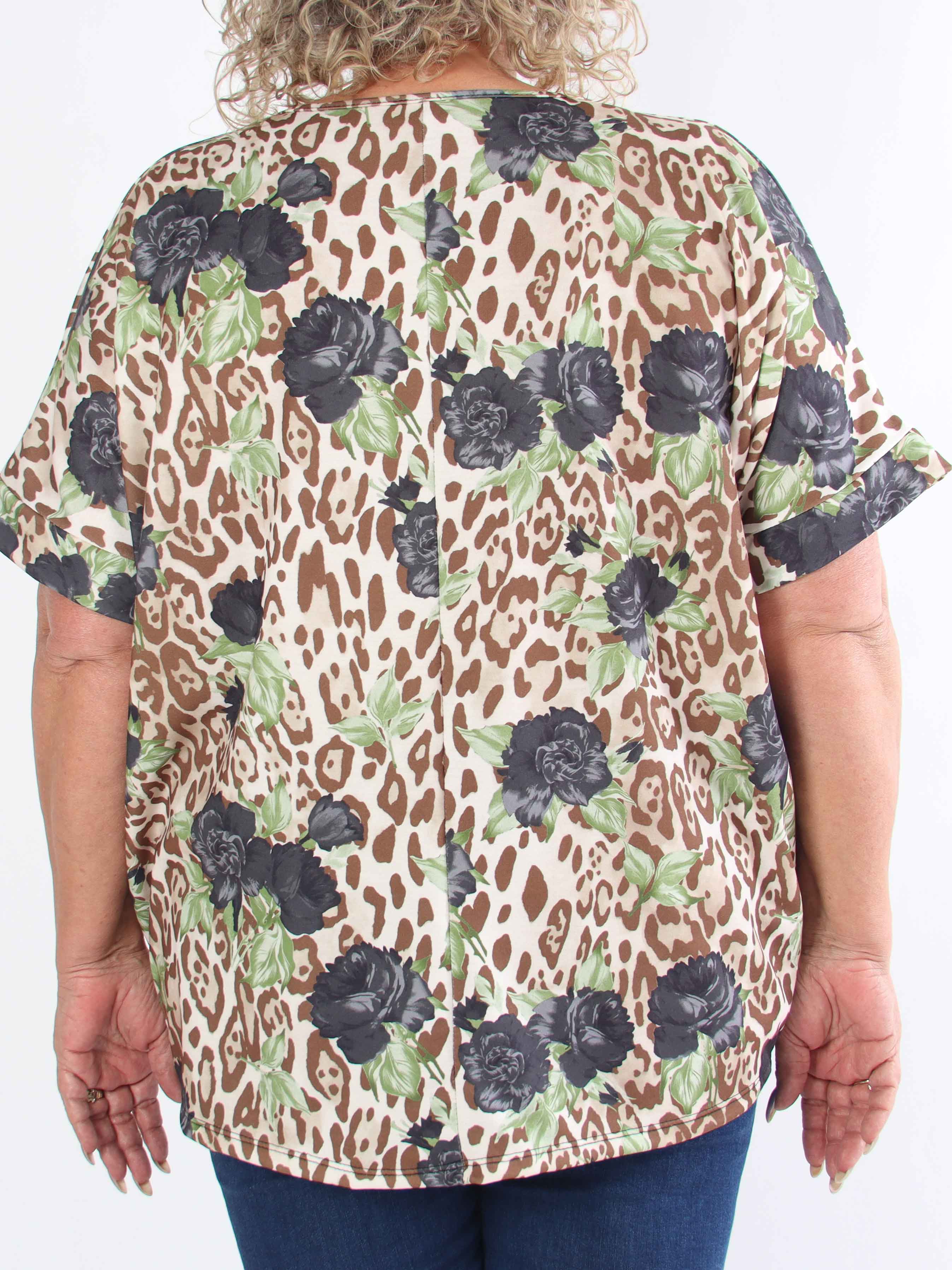 Mintu Leo - Plus size t-shirt i bomuld med leopardprint
