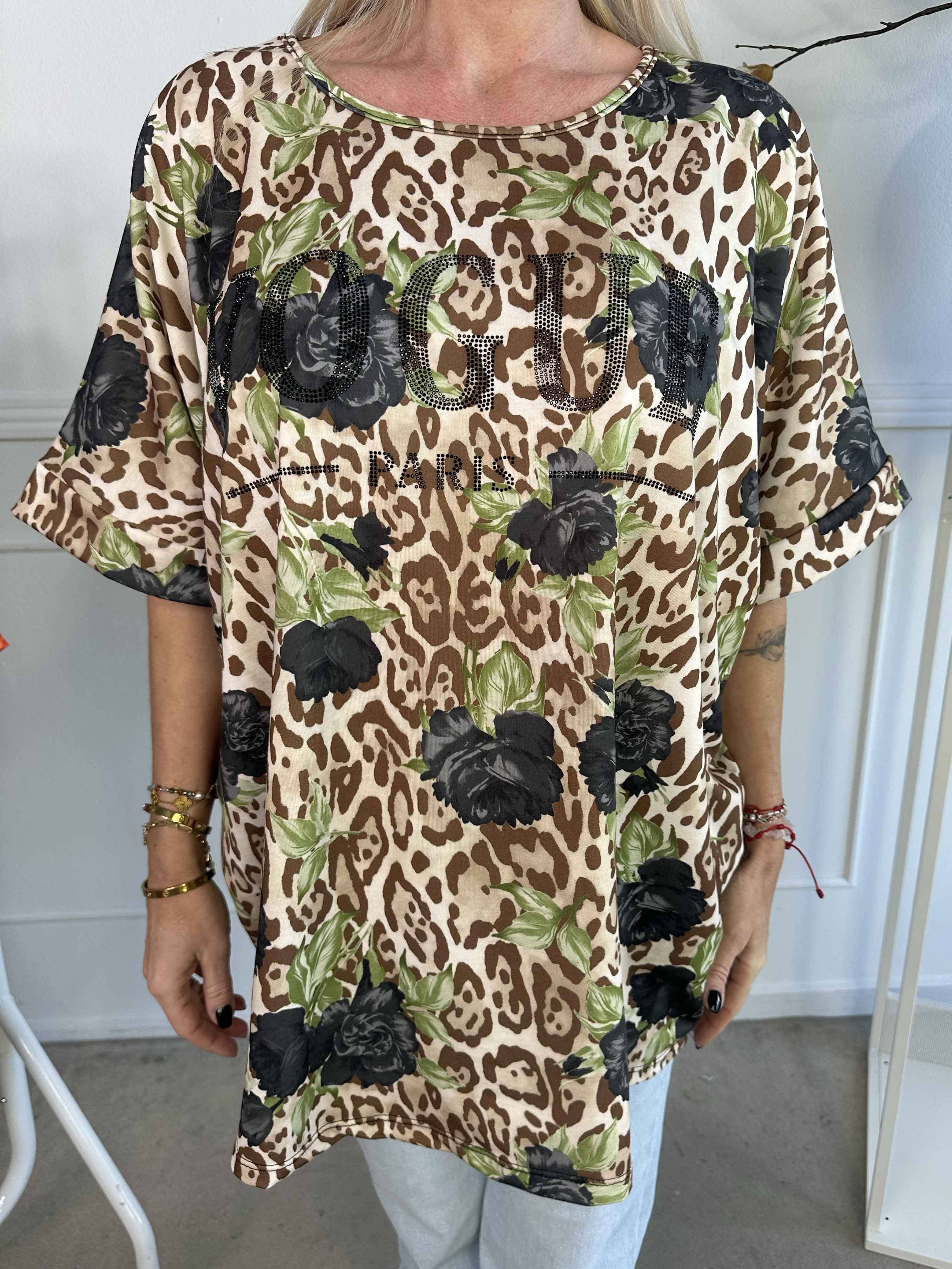 Mintu Leo - Blødt t-shirt i bomuld med leopardprint