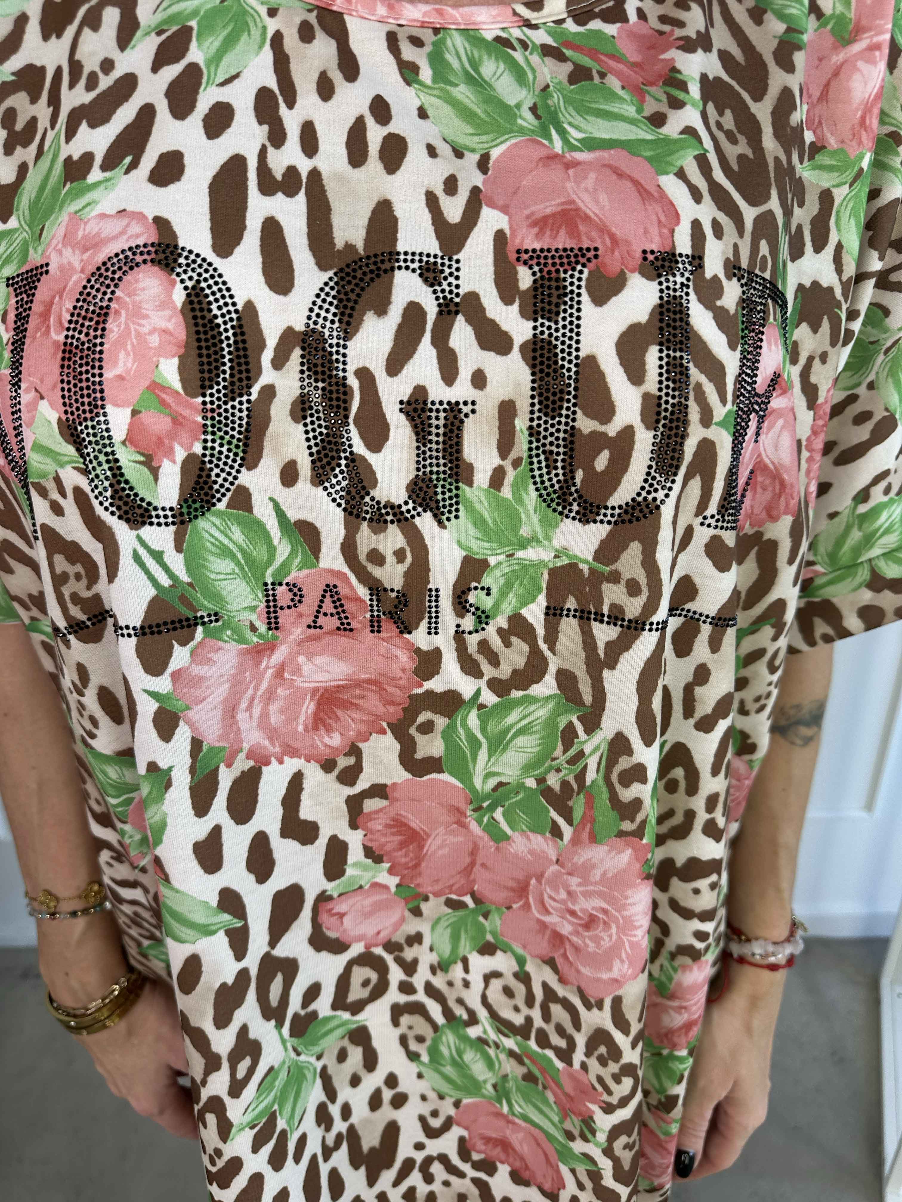 Mintu Leo Dress - Blød t-shirtkjole i bomuld med leopardprint