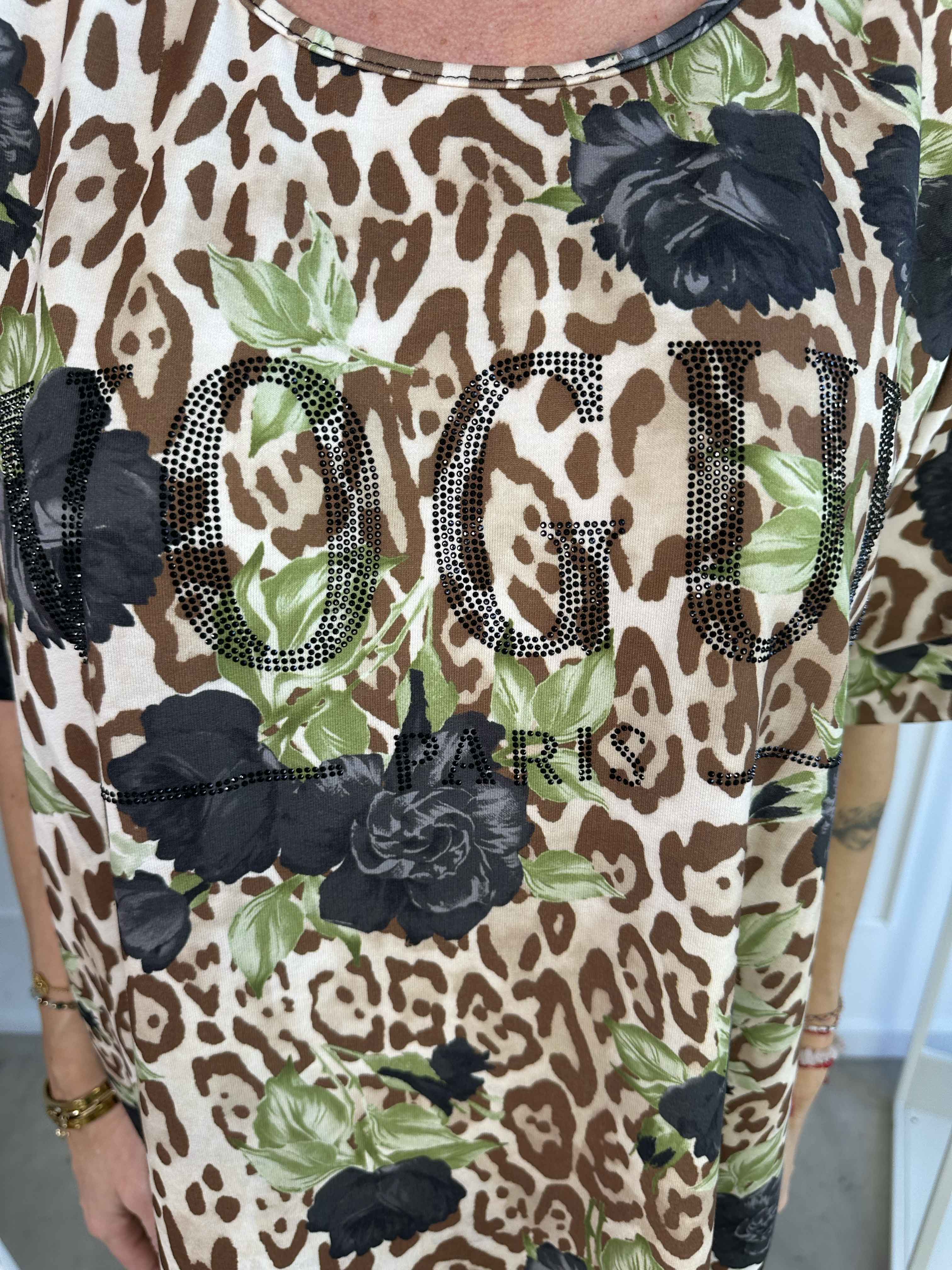 Mintu Leo Dress - Blød t-shirtkjole i bomuld med leopardprint