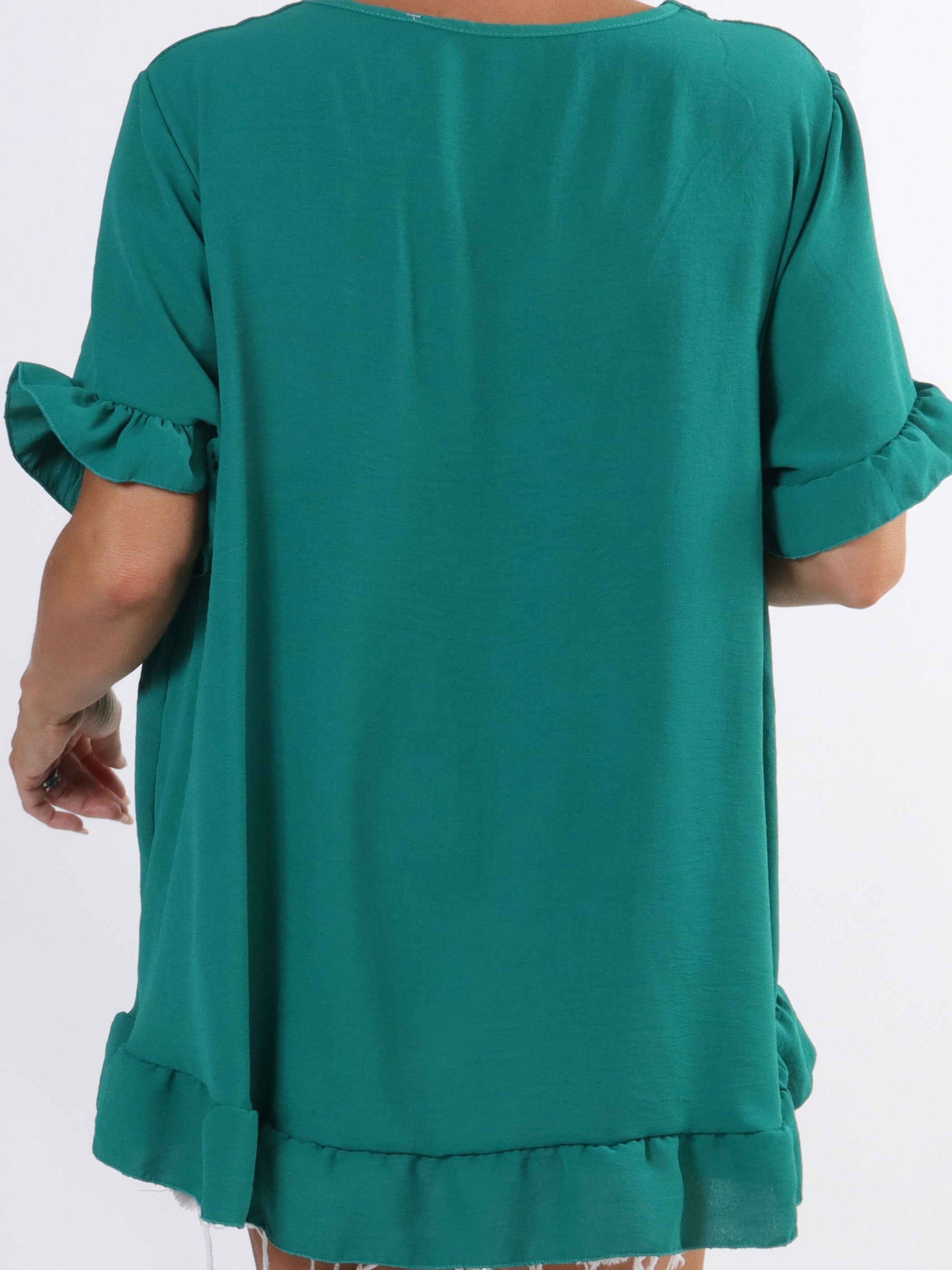 Mio - Sød plus size tunika med flæsekanter