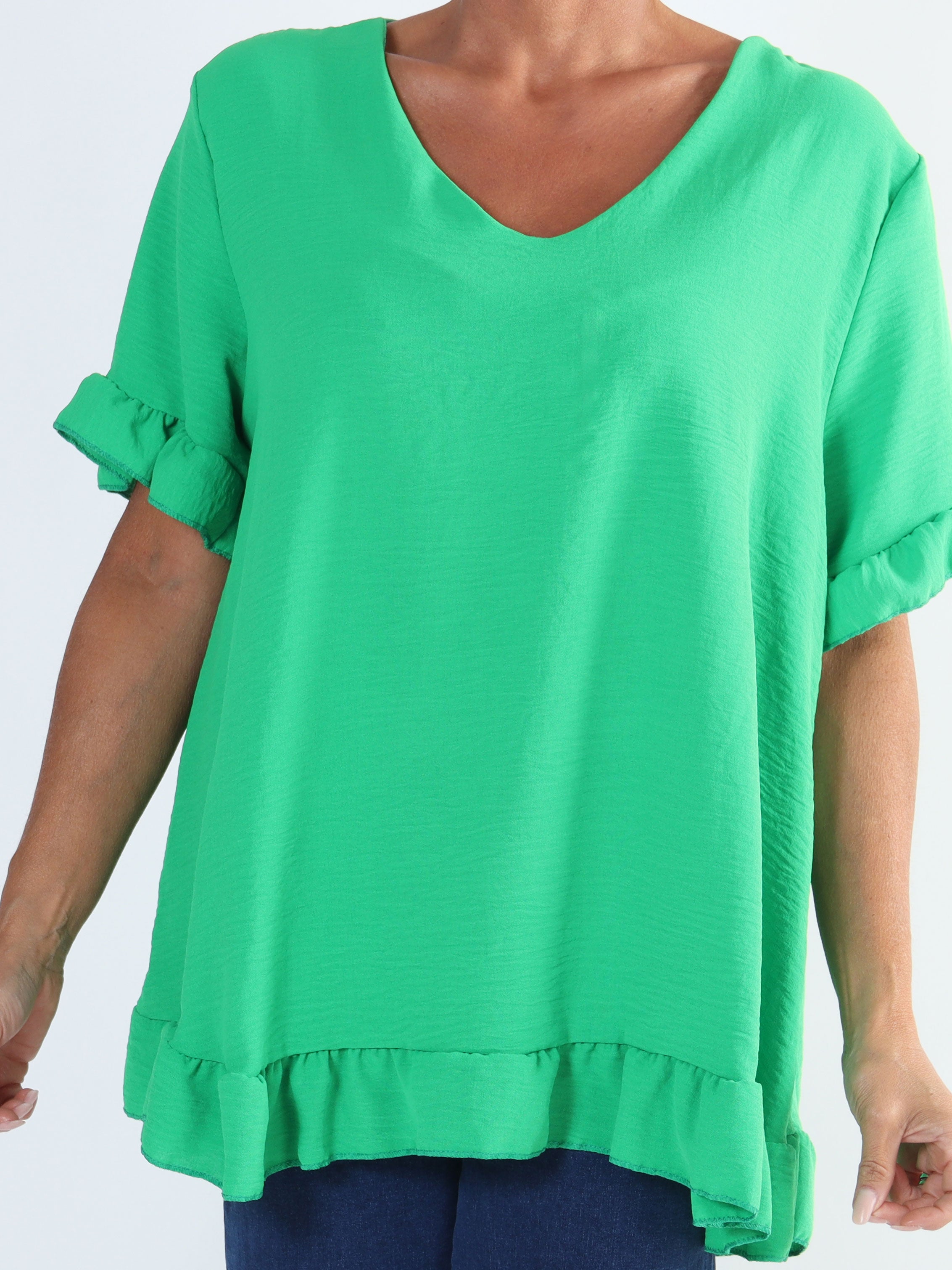 Mio - Sød plus size tunika med flæsekanter