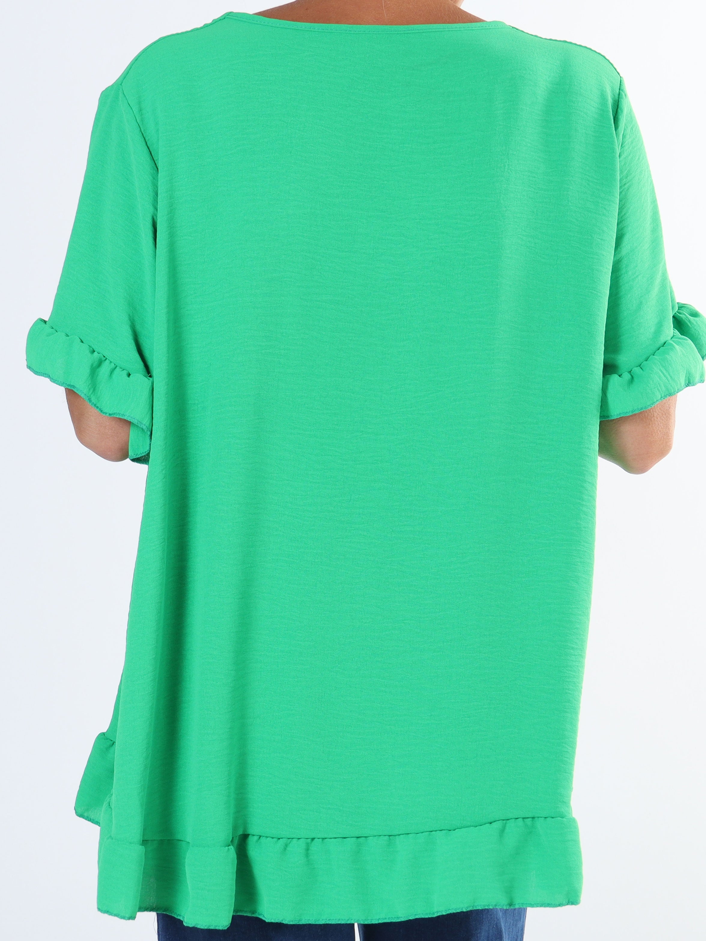 Mio - Sød plus size tunika med flæsekanter