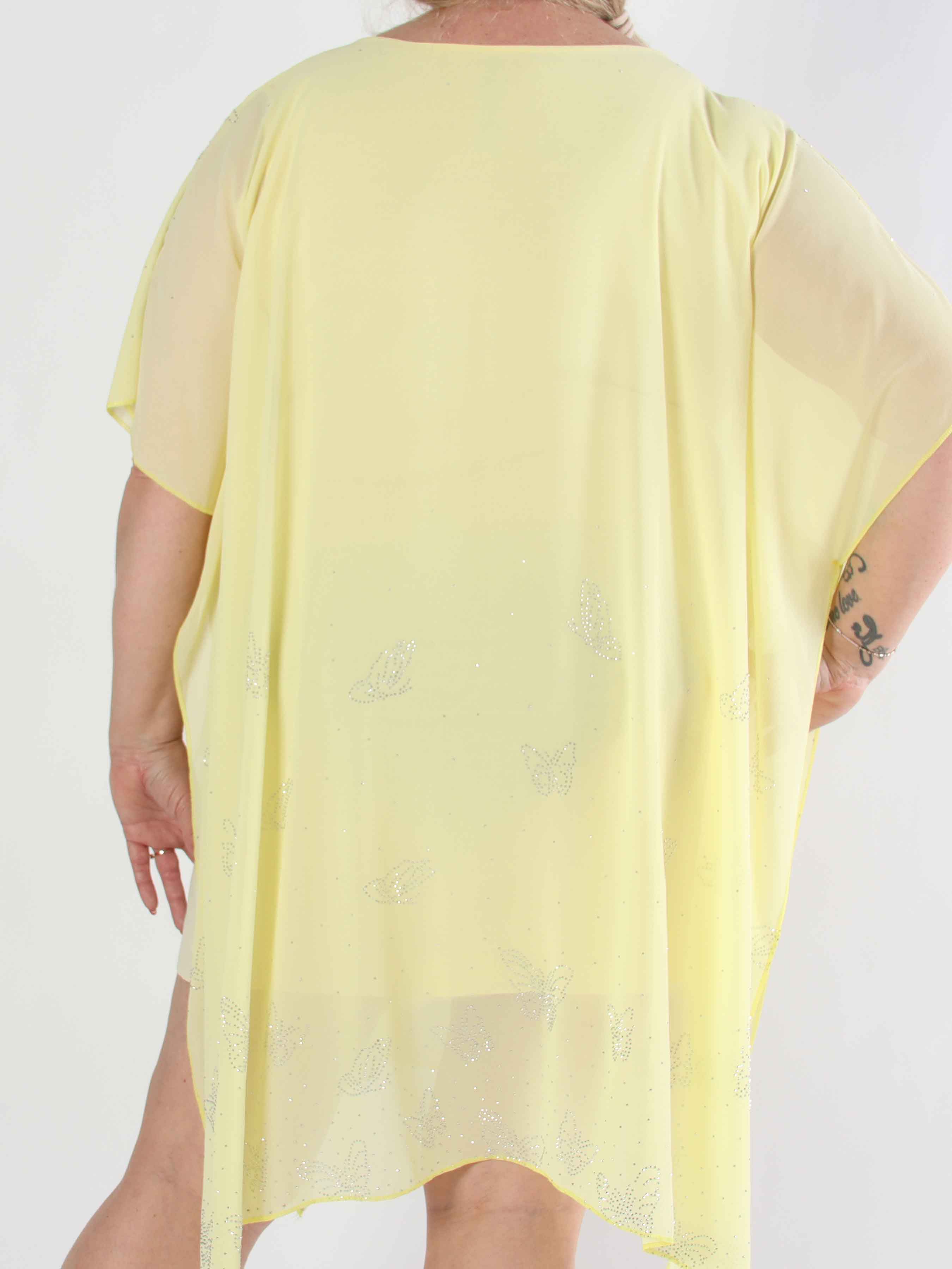 Mirabella Crystal - Plus size tunikakjole med chiffonlag med similisten