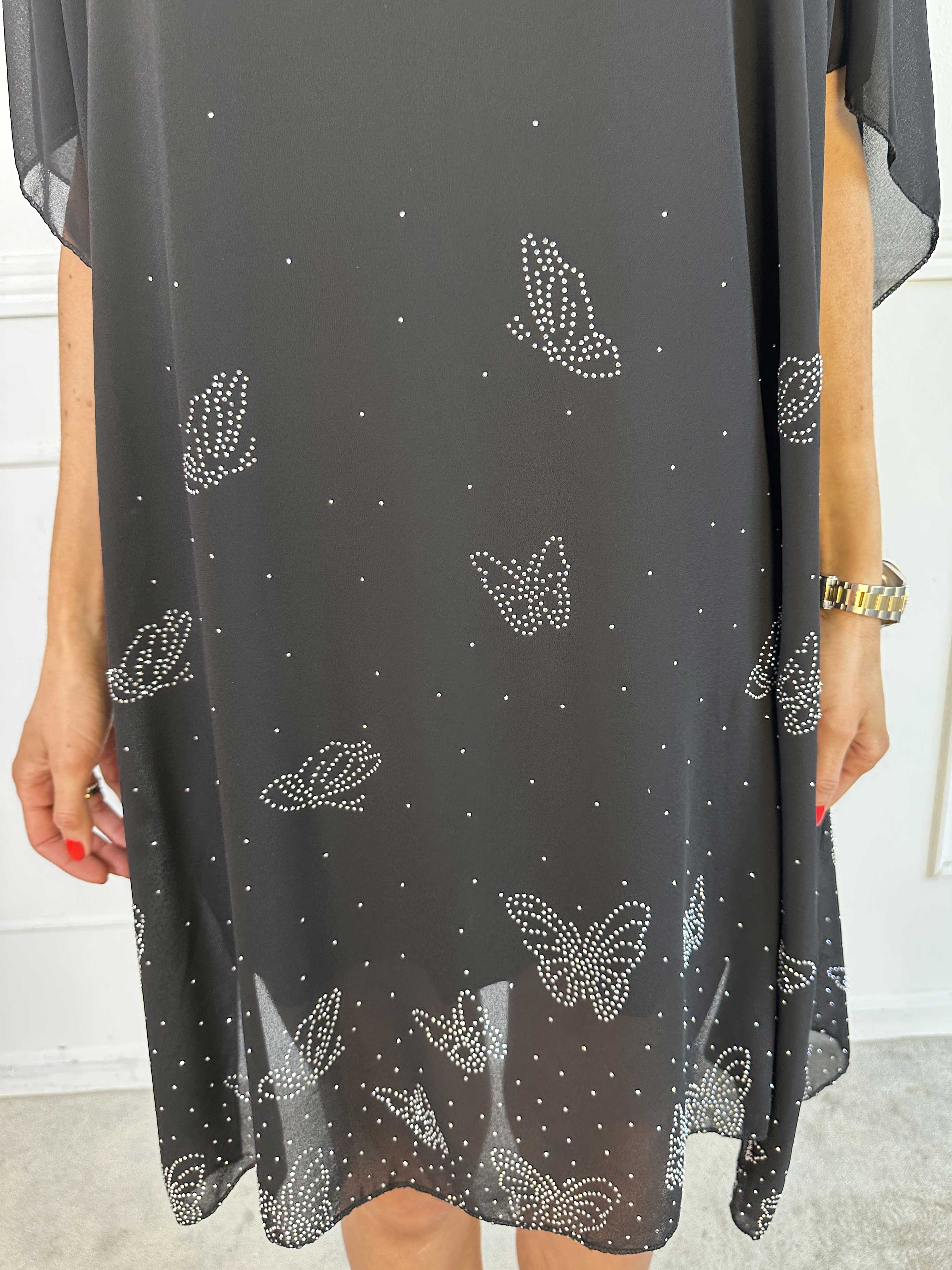 Mirabella Crystal - Tunikakjole med chiffonlag med similisten og underkjole i viskose