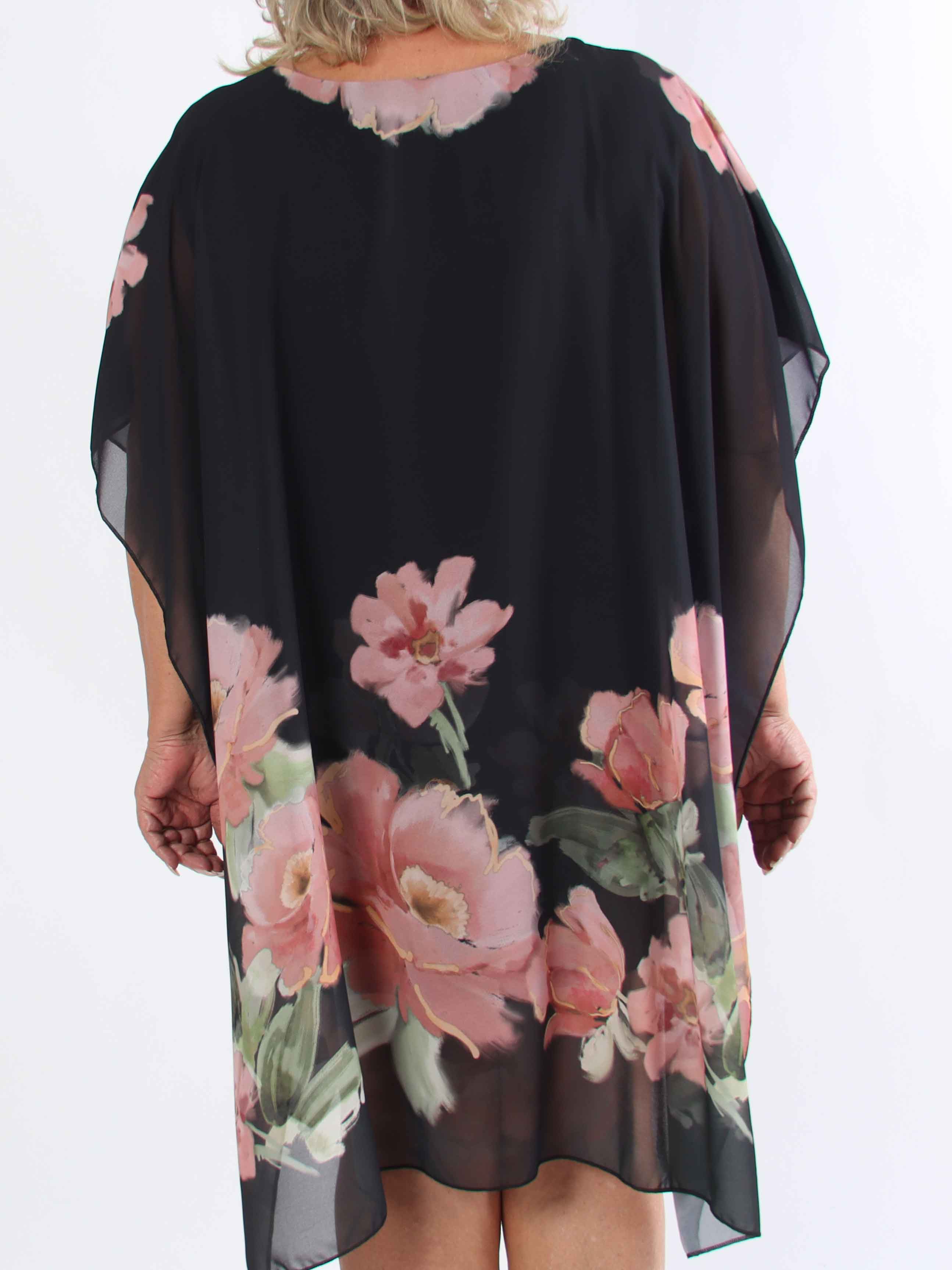 Mirabella - Plus size tunikakjole med chiffonlag og underkjole i viskose