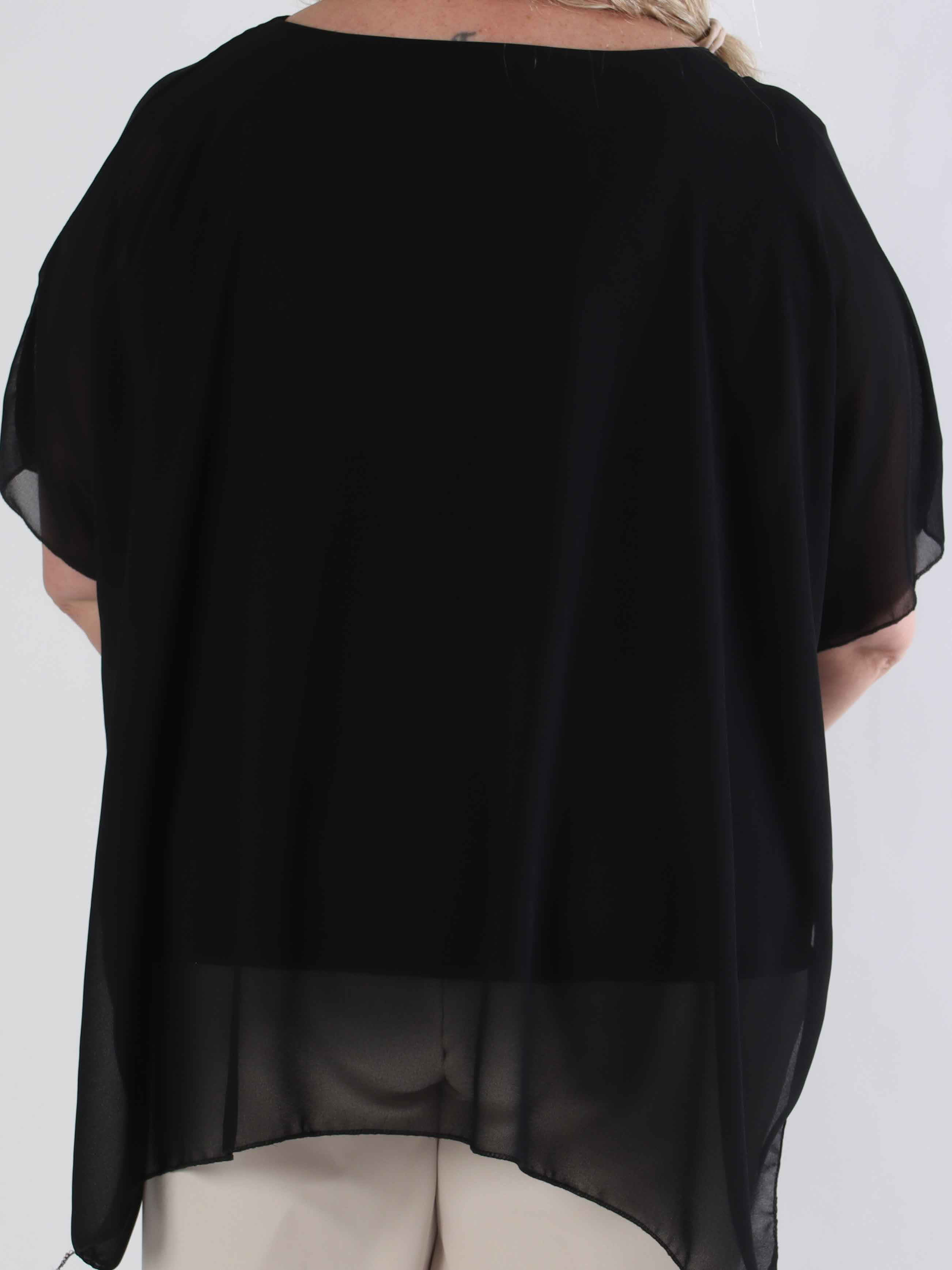 Mirabella Plain Shirt - Sød plus size tunika med løst chiffonlag