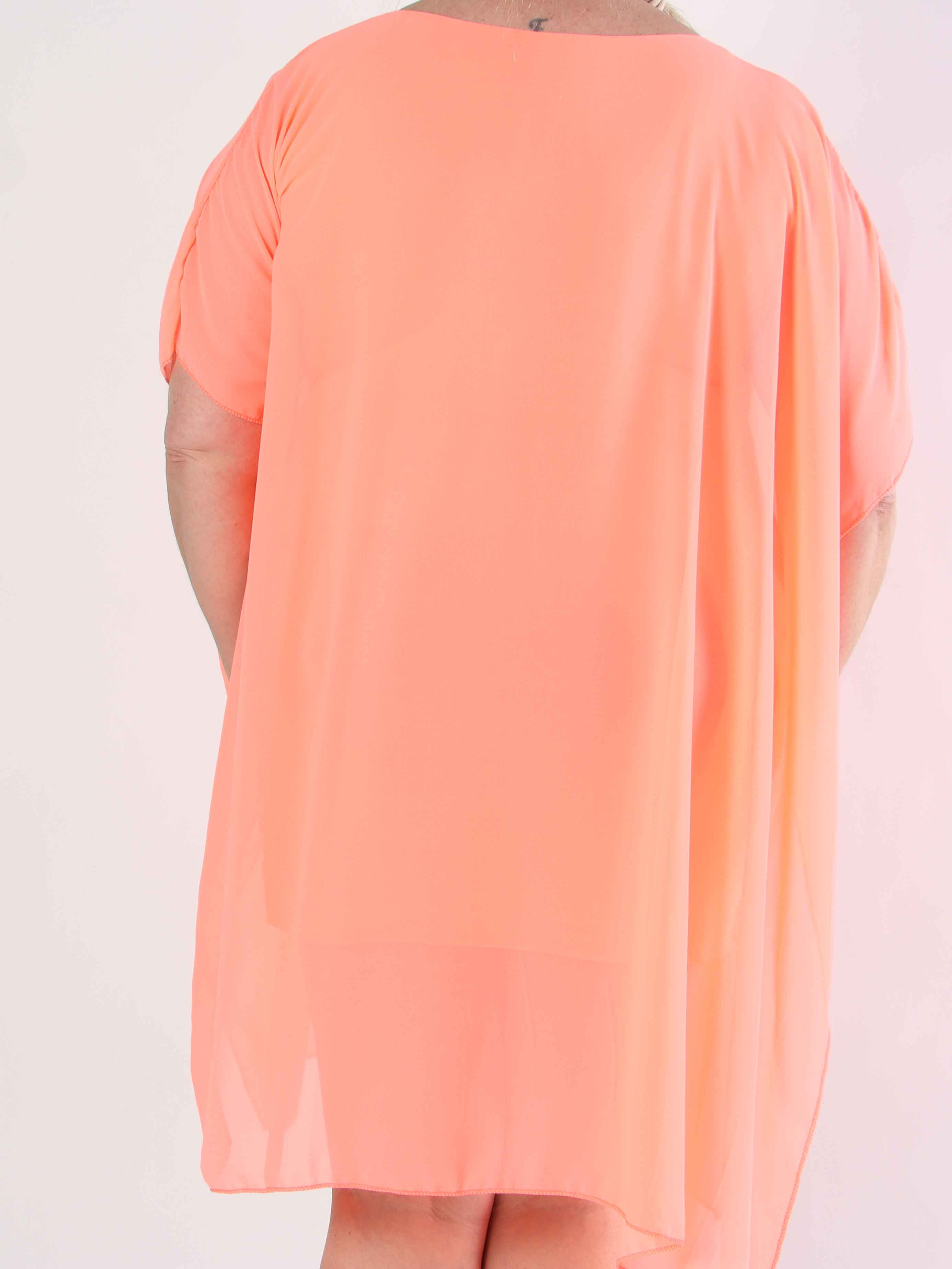 Mirabella Plain - Plus size tunikakjole med chiffonlag og underkjole i viskose