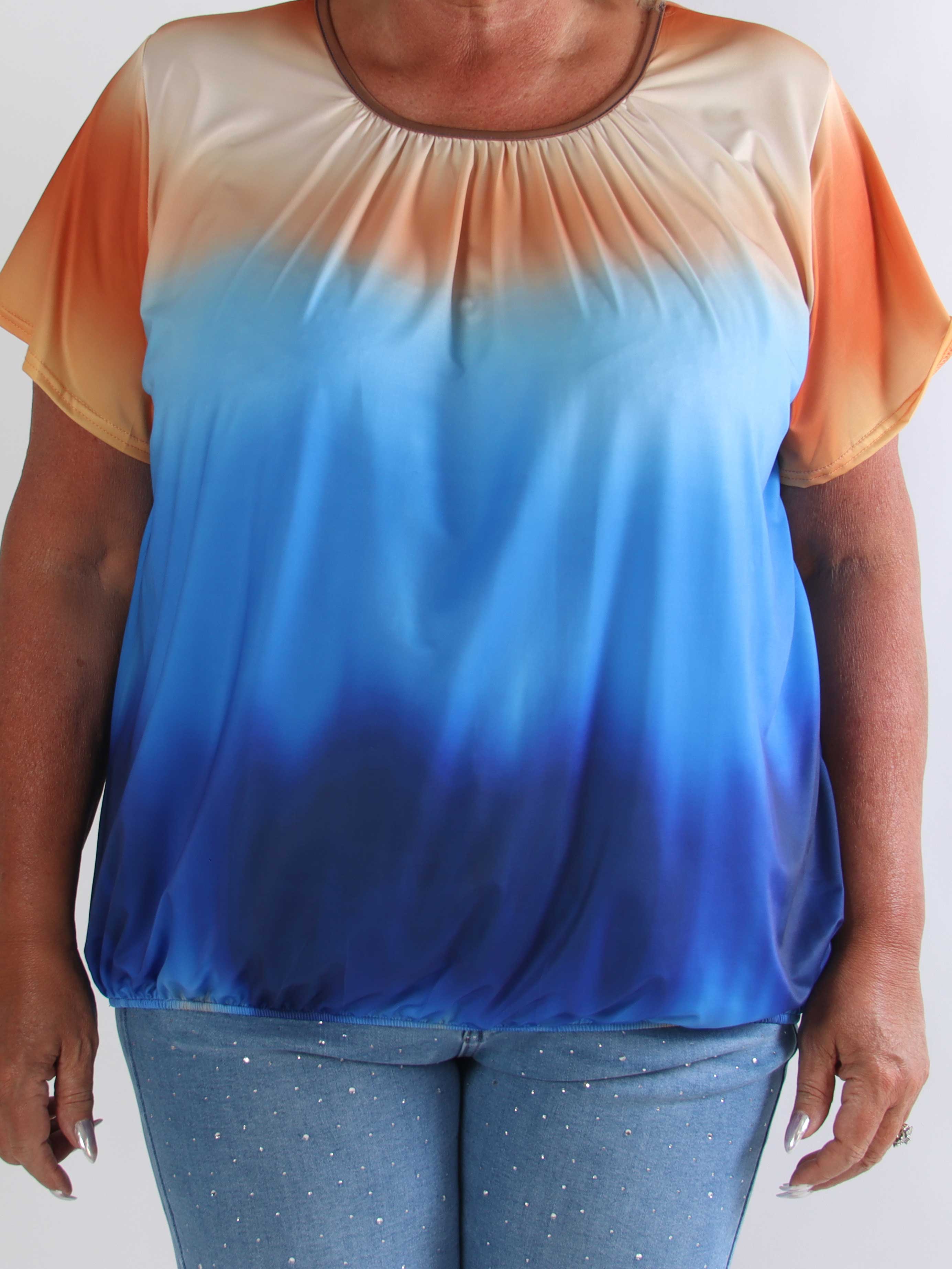 Miracle Batik - Plus size t-shirt i faded farver med elastik for enden